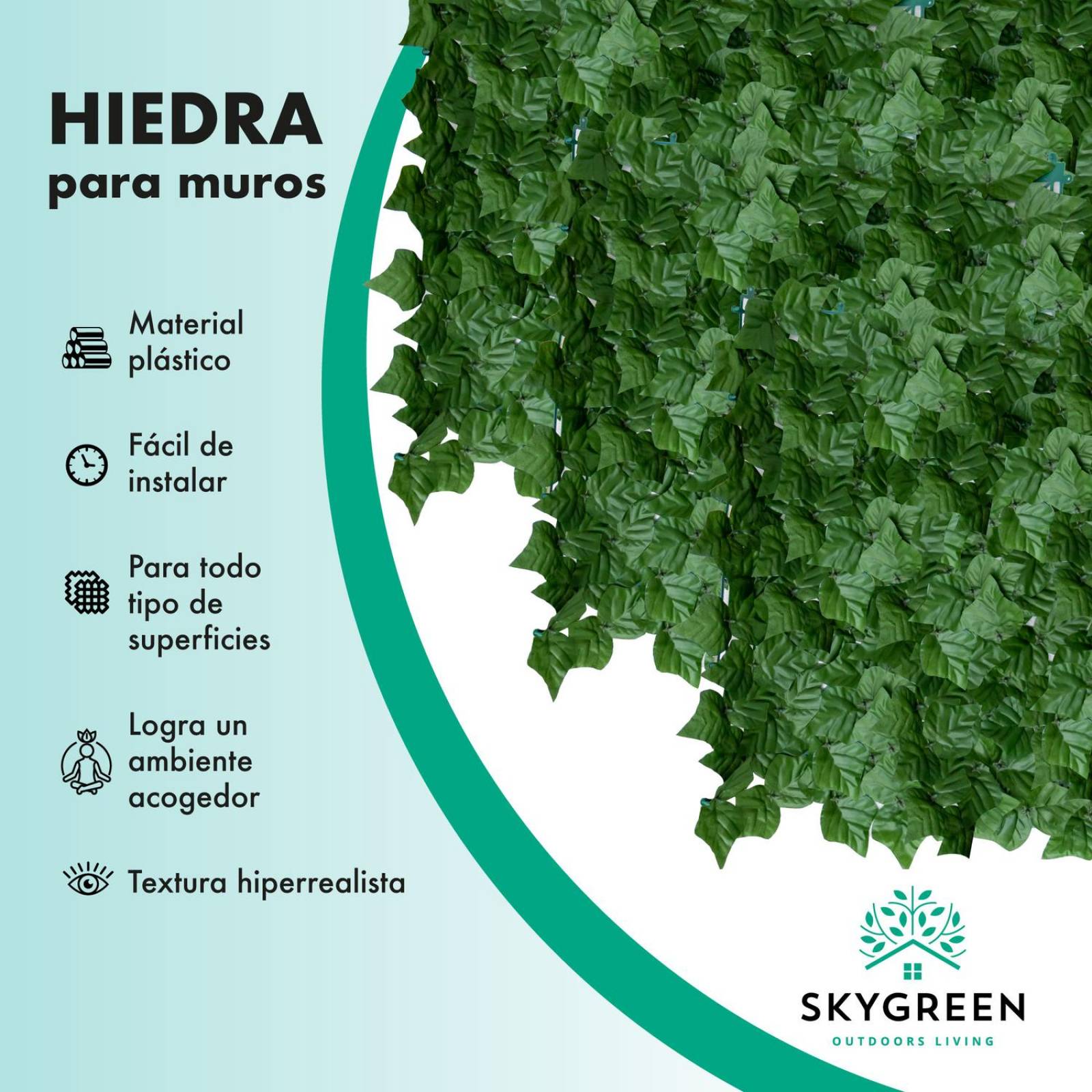 Rollo Follaje Artificial Muro Verde 1mtrs x 3mtrs Enredadera CH