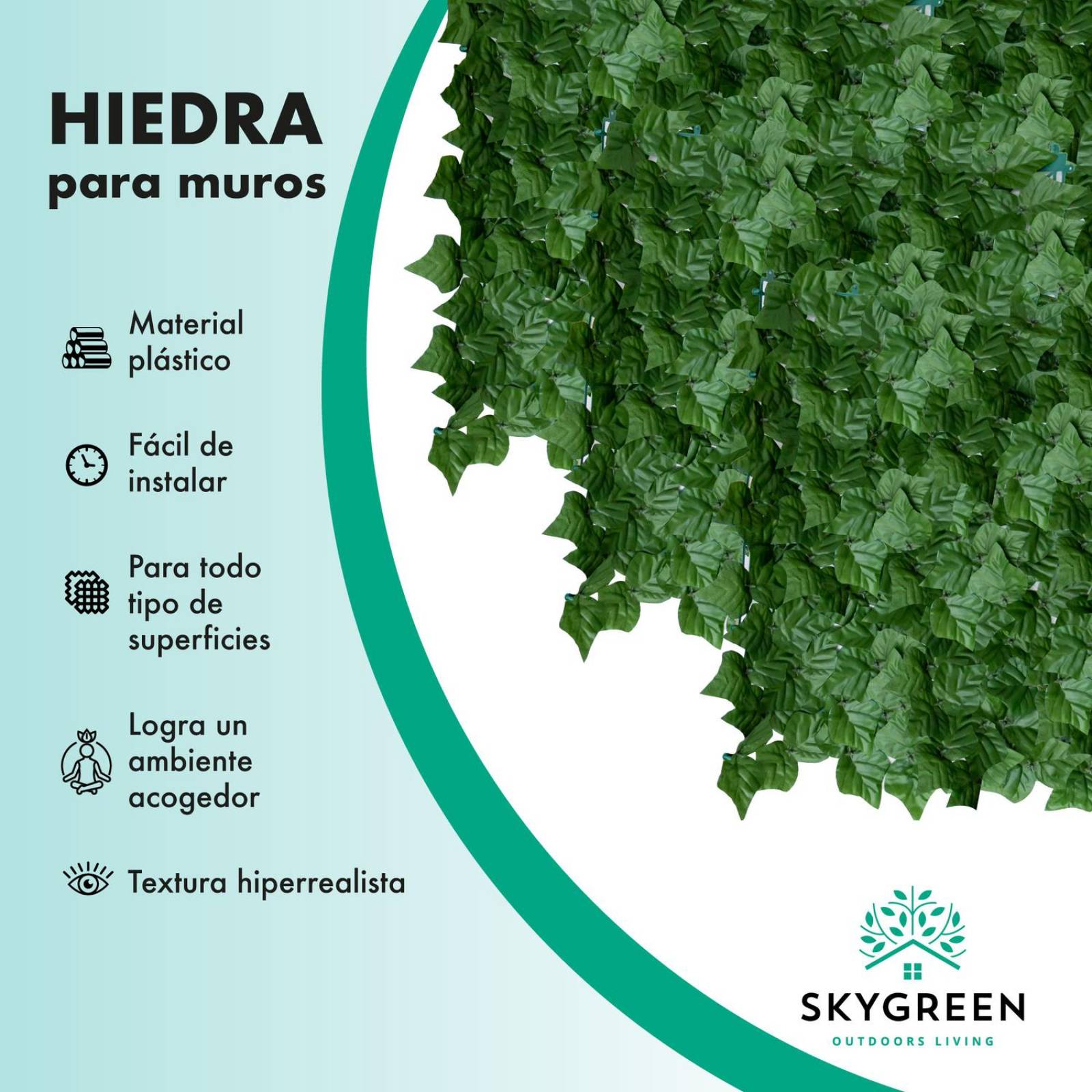 Rollo Follaje Artificial Muro Verde 6mtrs x 2mtrs Enredadera CH