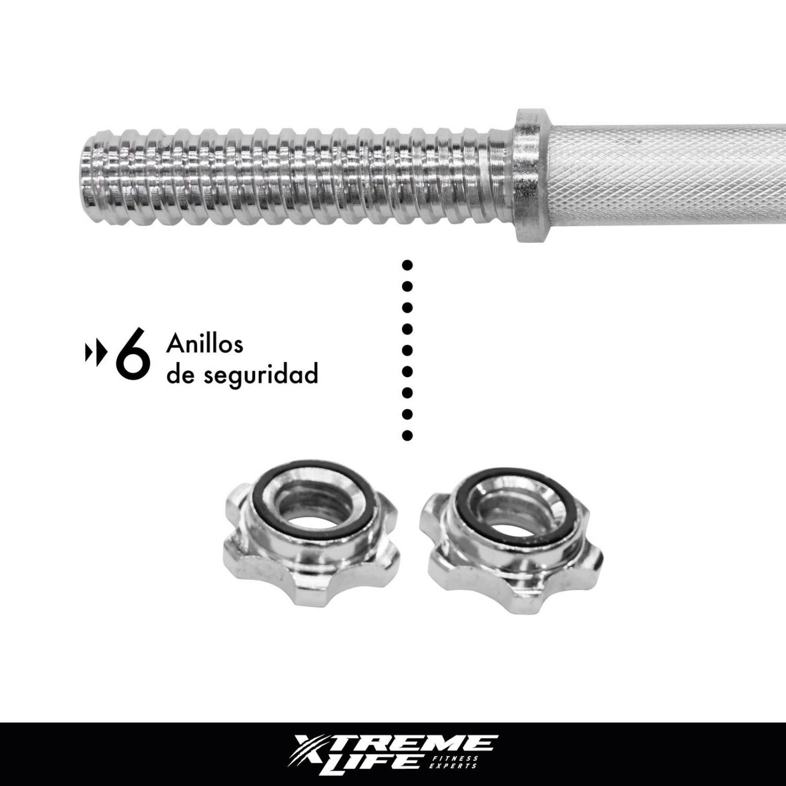 Kit De Pesas Barra Recta Mancuernas y Discos 110 LBS GYM Negro