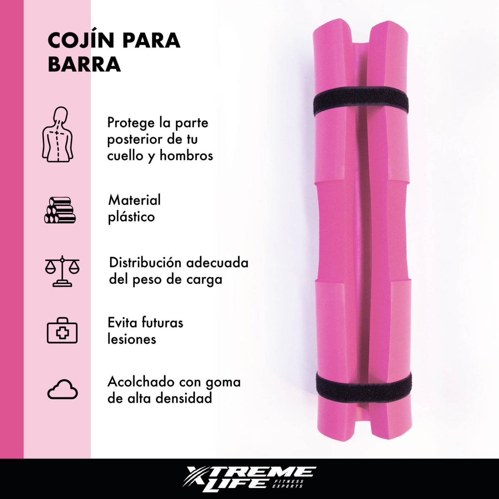 Cojin Almohadilla Para Sentadillas Barra Pesas Gym Protector Cuello Rosa Talla única