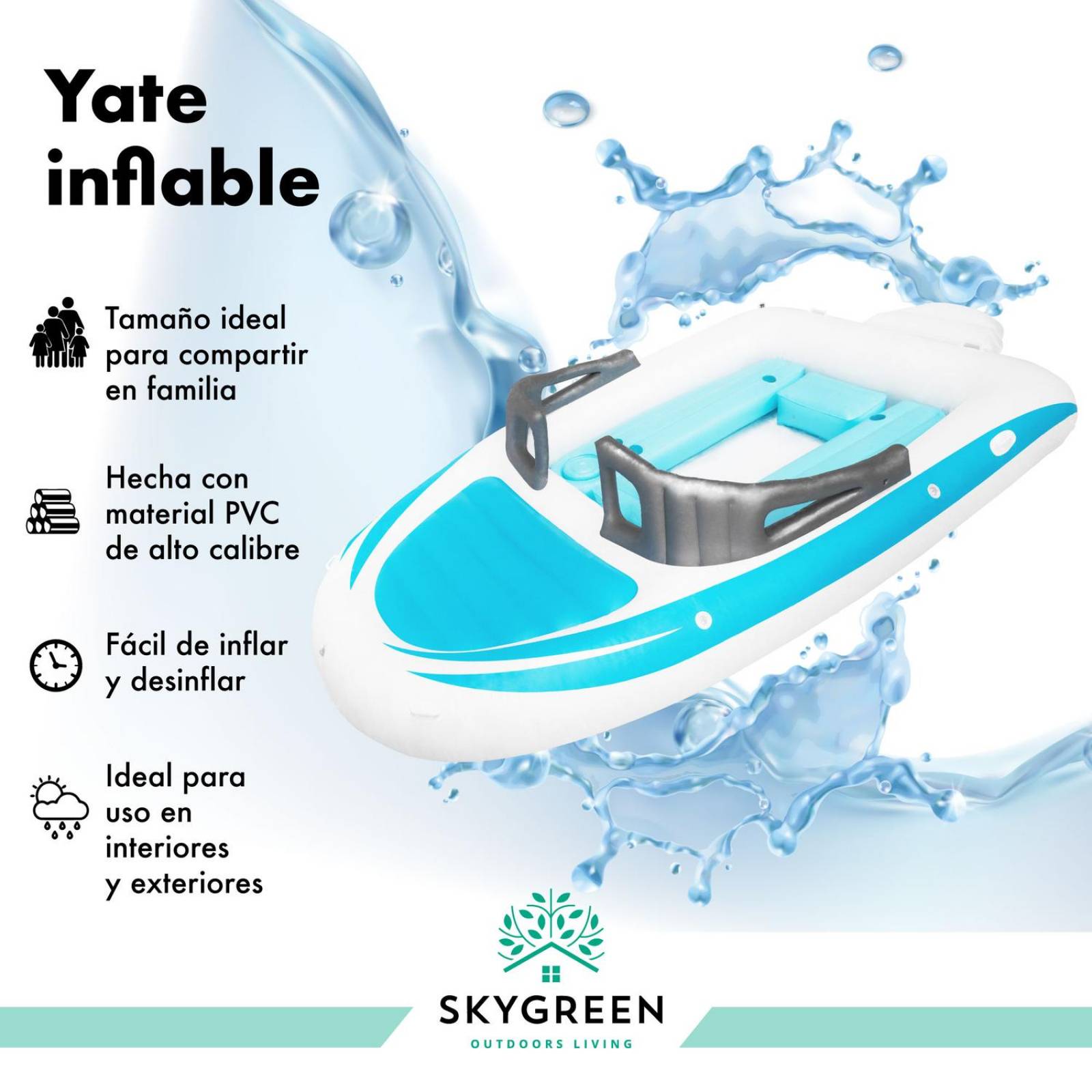 Bote Yate 6 Personas de Lujo con 2 Hieleras Inflable Playa