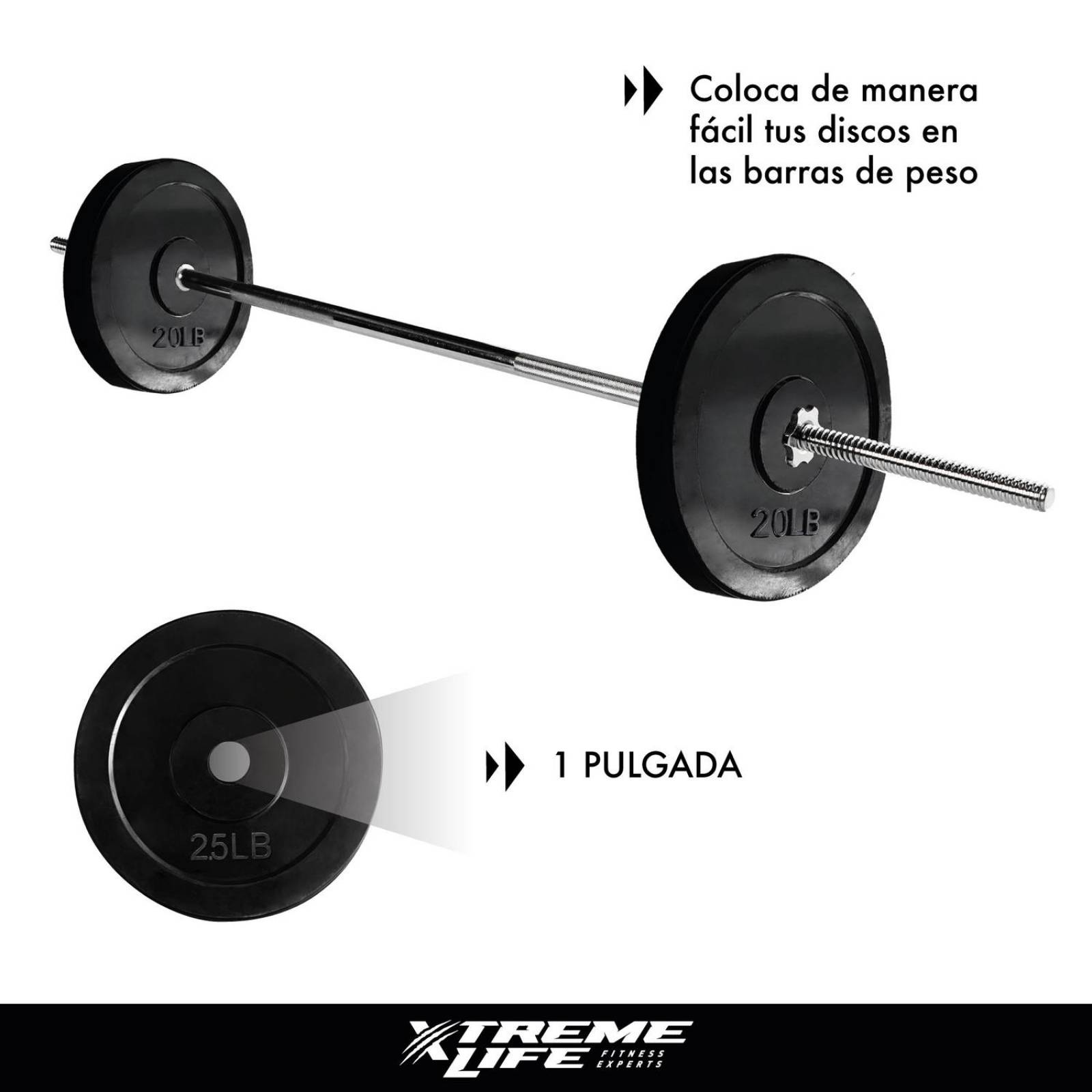 Discos Para Pesas Kit de 70 Lbs Recubiertos Ejercicio GYM Negro