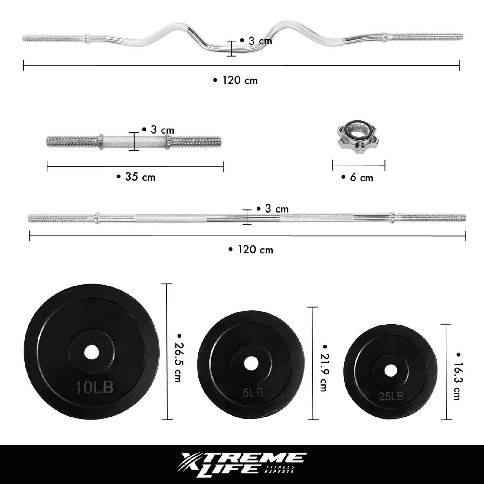 Set Pesas Barra Recta Barra Z Par Mancuernas 100 Lbs Discos Negro CH