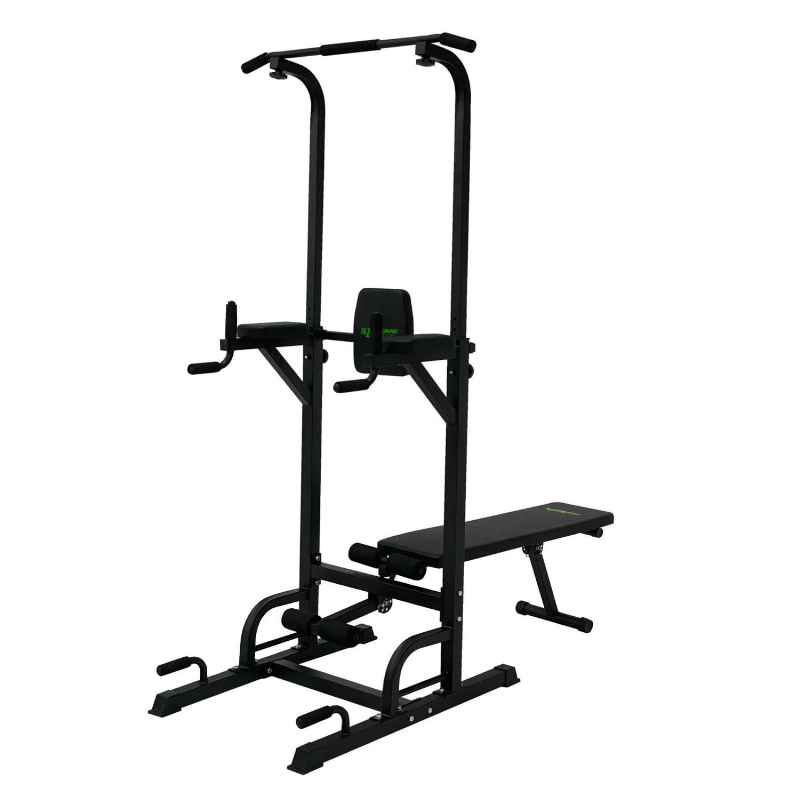 Torre Multifuncional Gym Barras Fondos Dominadas + Banco Negro