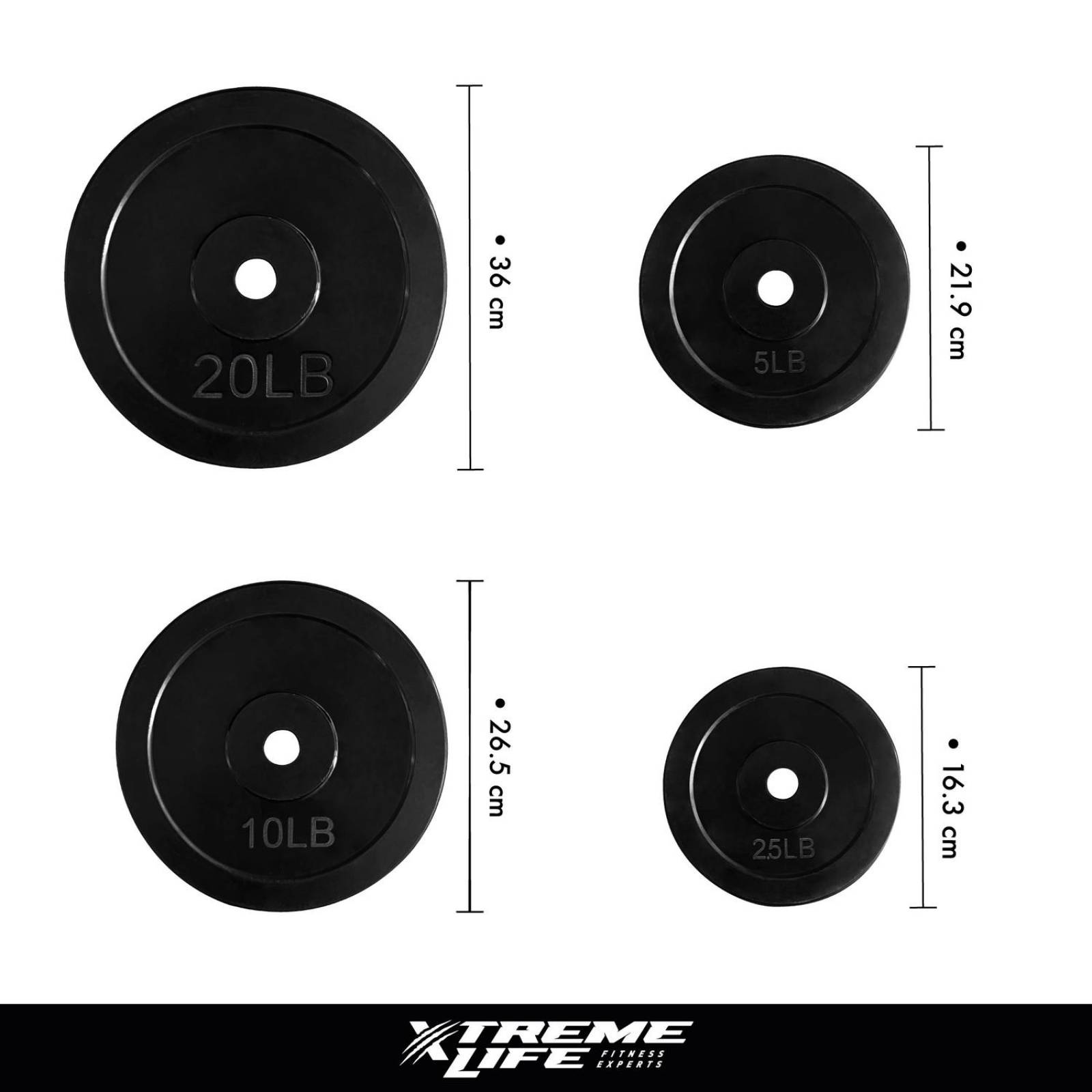 Discos Para Pesas Kit de 90 Lbs Recubiertos Ejercicio GYM Negro