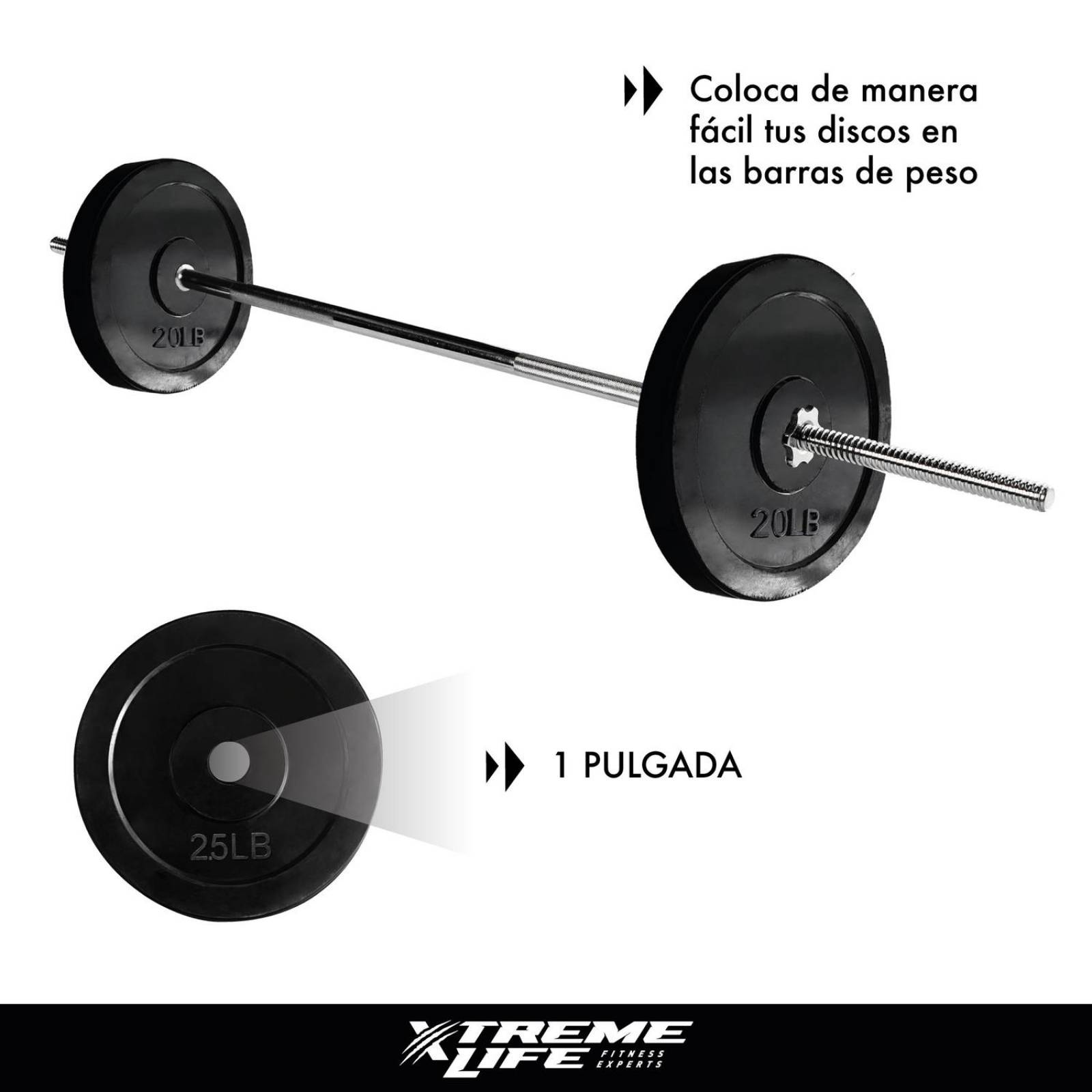 Discos Para Pesas Kit de 90 Lbs Recubiertos Ejercicio GYM Negro