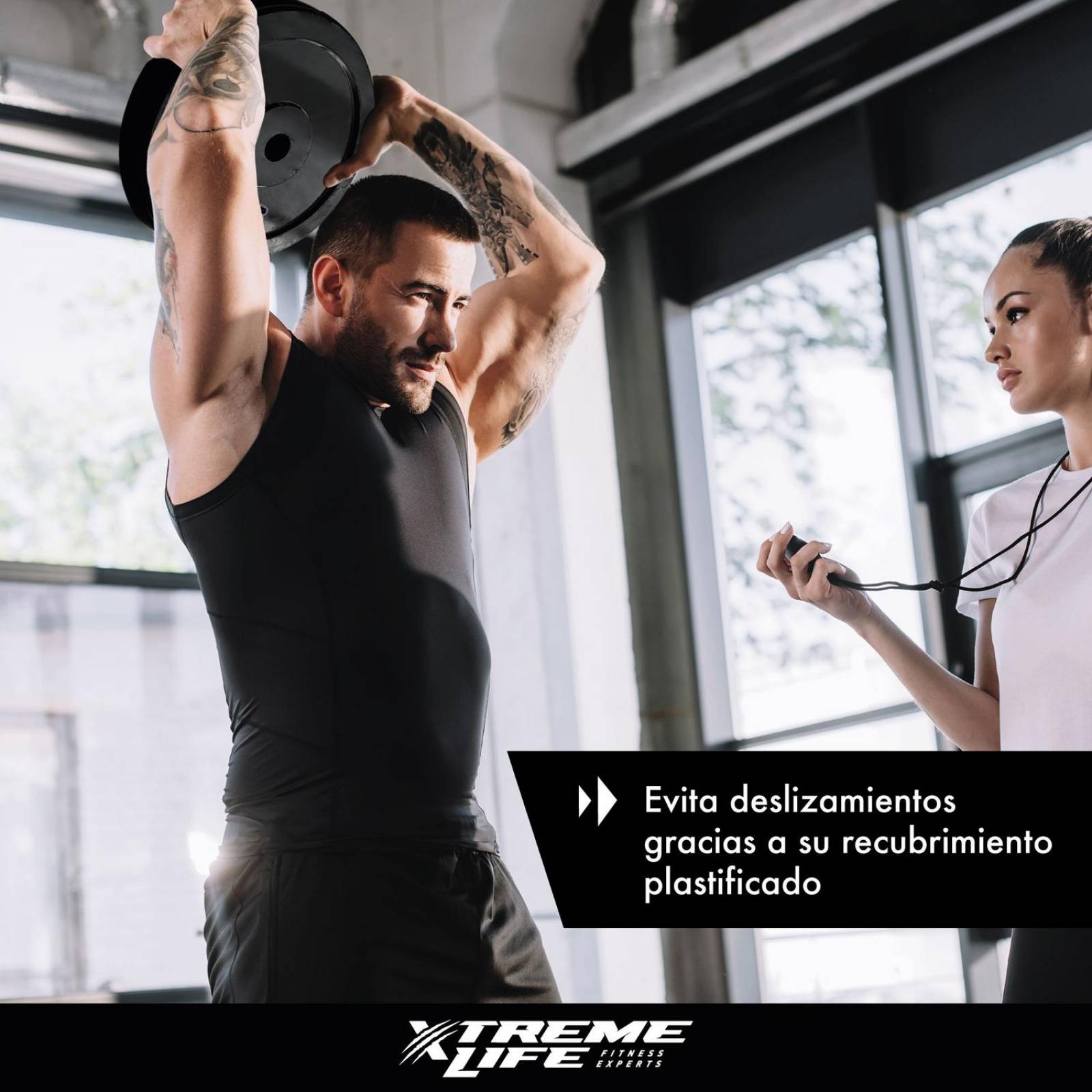 Discos Para Pesas Kit de 90 Lbs Recubiertos Ejercicio GYM Negro