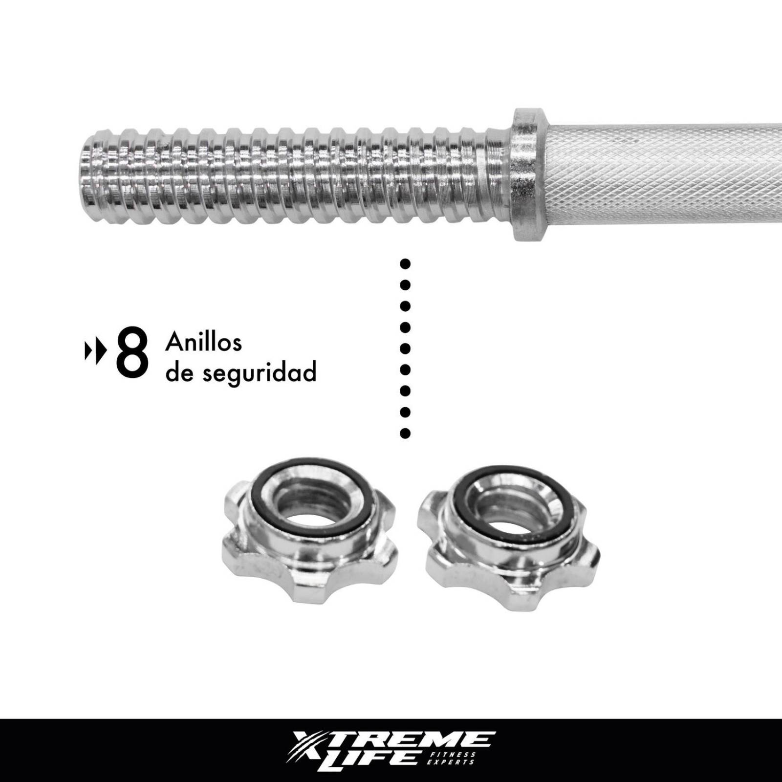 Kit Pesas 12 Discos Barra Recta Mancuernas y Discos 120 LBS Negro