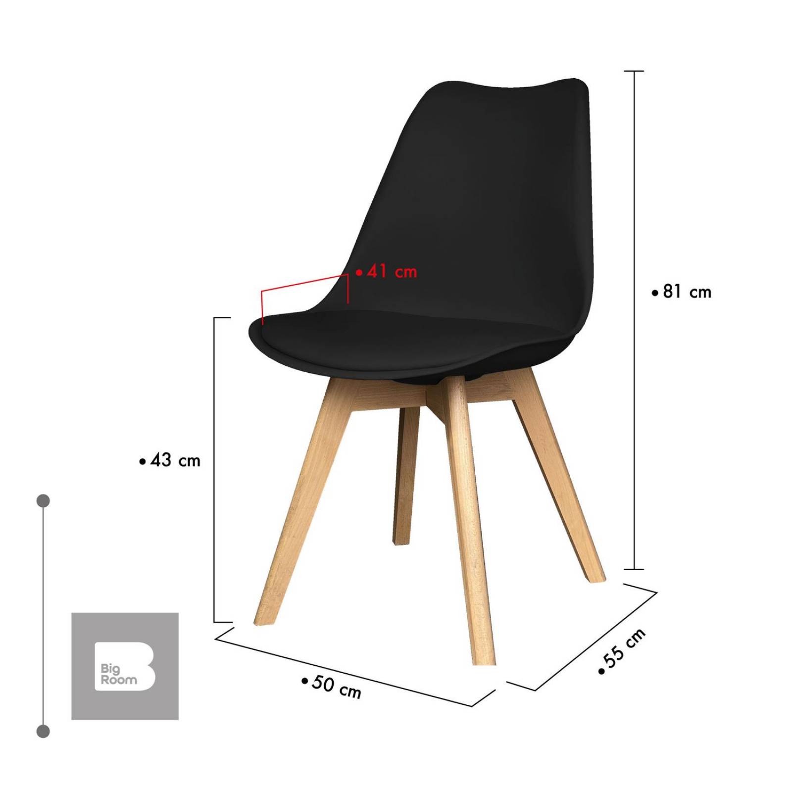 Set 6 Sillas Acolchadas Eames Silla Oficina Patas de Madera Negro G