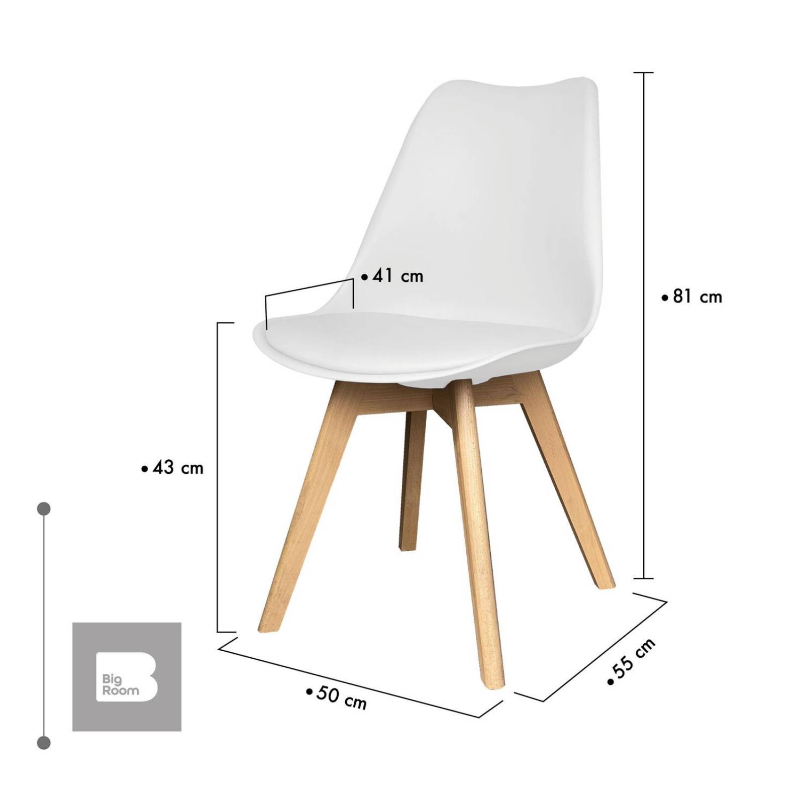 Set 6 Sillas Acolchadas Eames Silla Oficina Patas de Madera Blanco G
