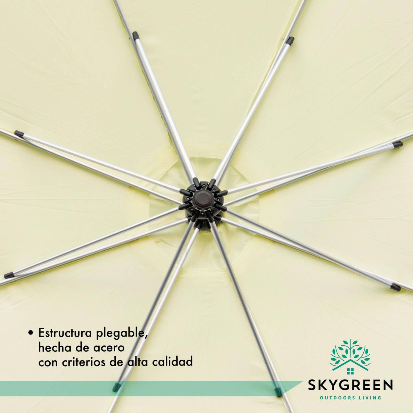 Sombrilla Para Exterior Con Base Metalica Jardin Playa 3 Mts Acero Reforzada SKYGREEN Lona Repelente Beige