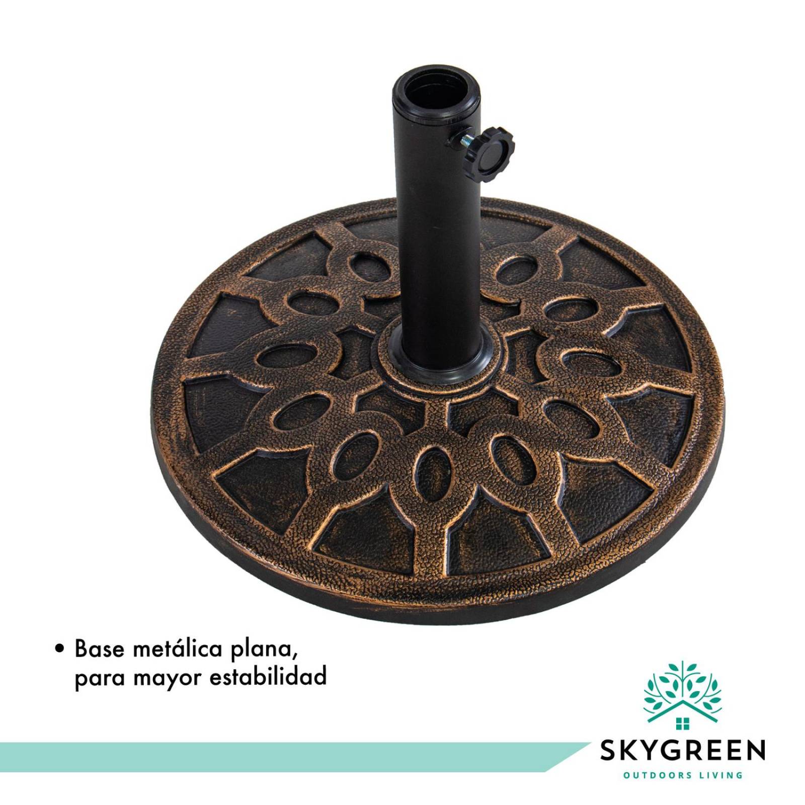 Sombrilla Para Exterior Con Base Metalica Jardin Playa 3 Mts Acero Reforzada SKYGREEN Lona Repelente Beige