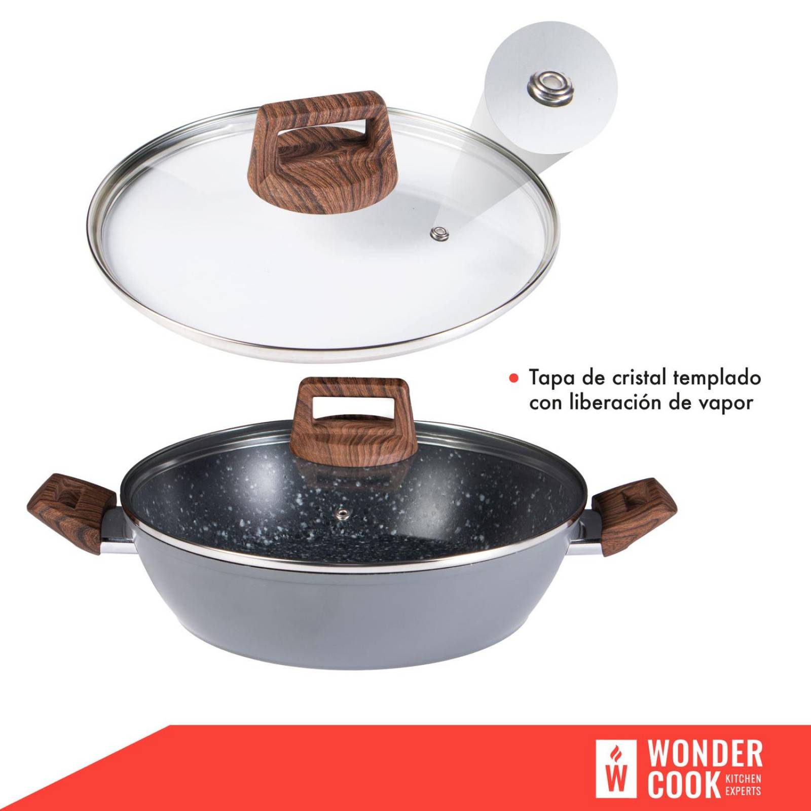 Bateria de Cocina Cacerolas y Sartenes Granito (7 Piezas) Gris M