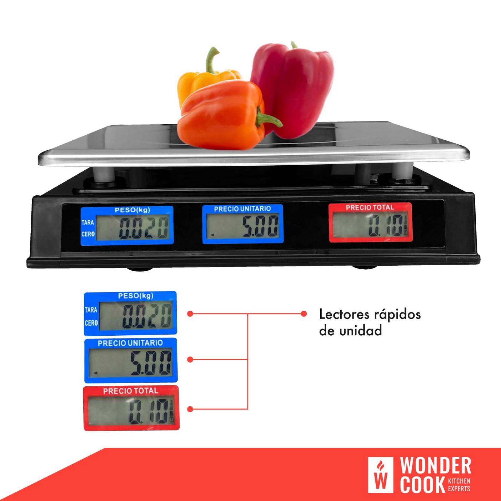 Bascula Digital Comercial 30 Kilos Recargable Tienda Negro 34 cm