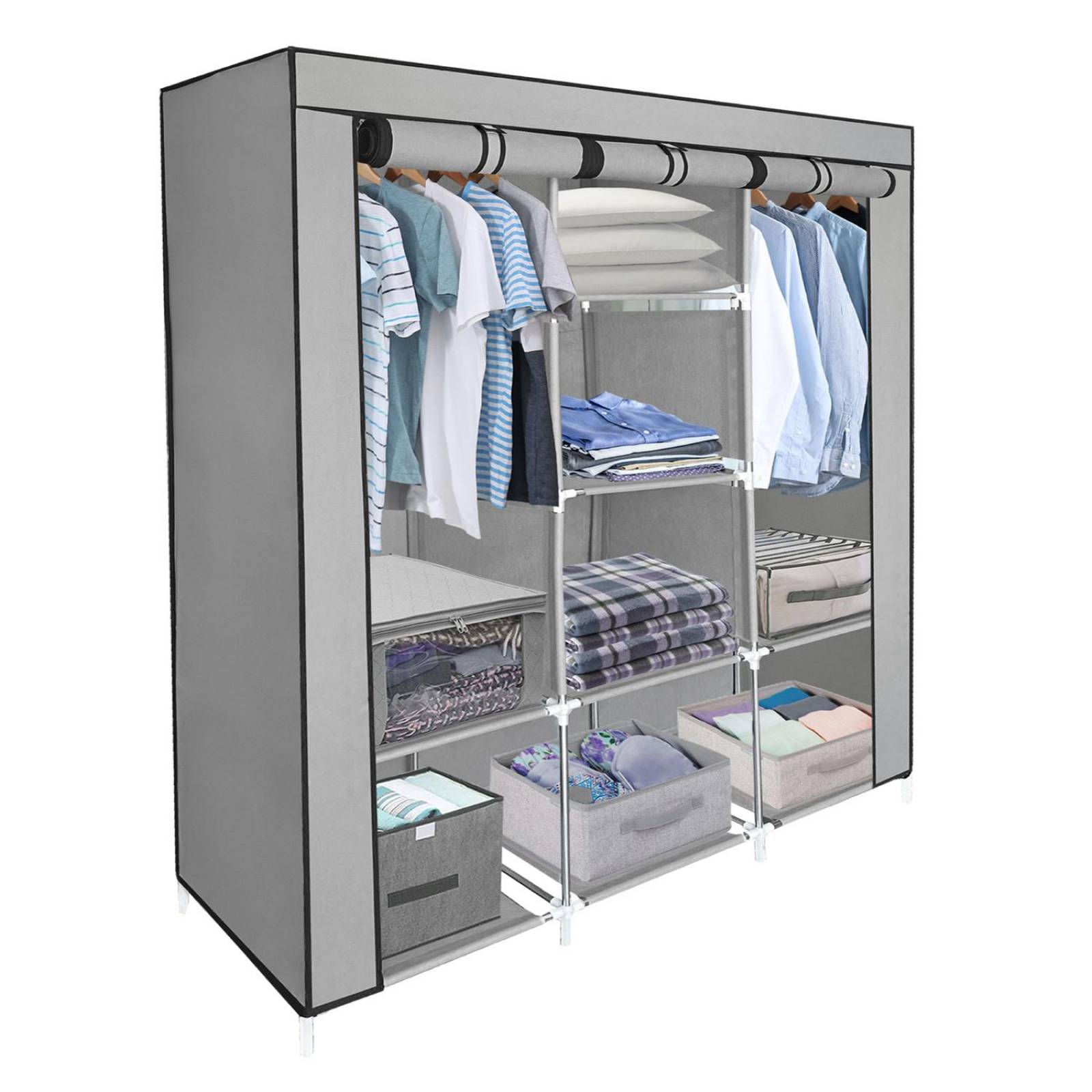 Closet Ropero Armable 3 Puertas Organizador Portátil Gris UNITALLA