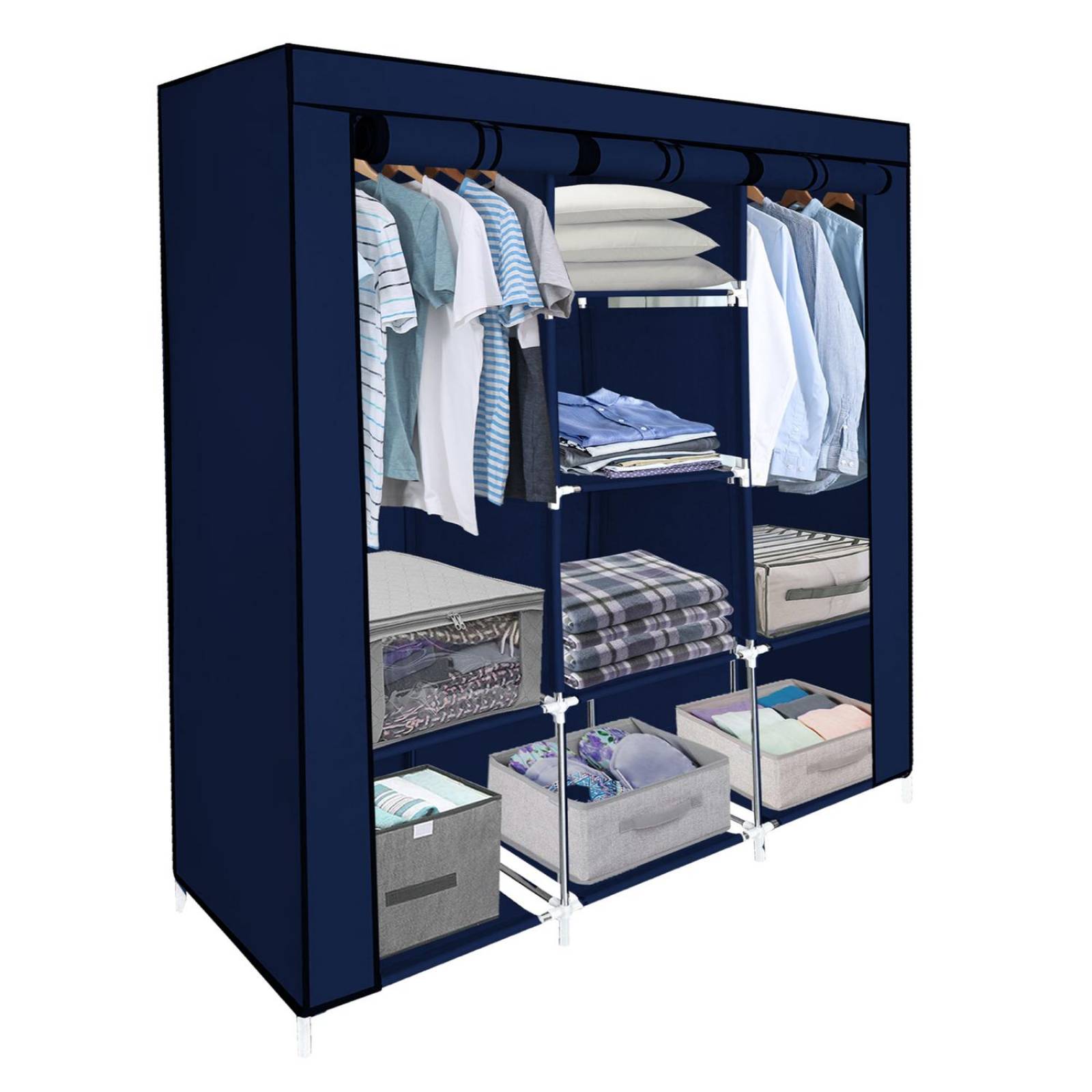 Closet Ropero Armable 3 Puertas Organizador Portátil Azul UNITALLA