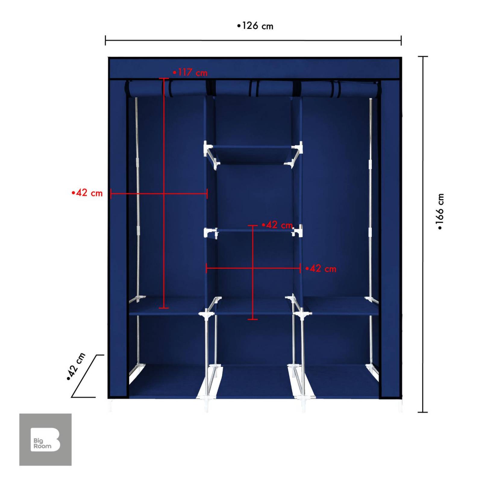 Closet Ropero Armable 3 Puertas Organizador Portátil Azul UNITALLA