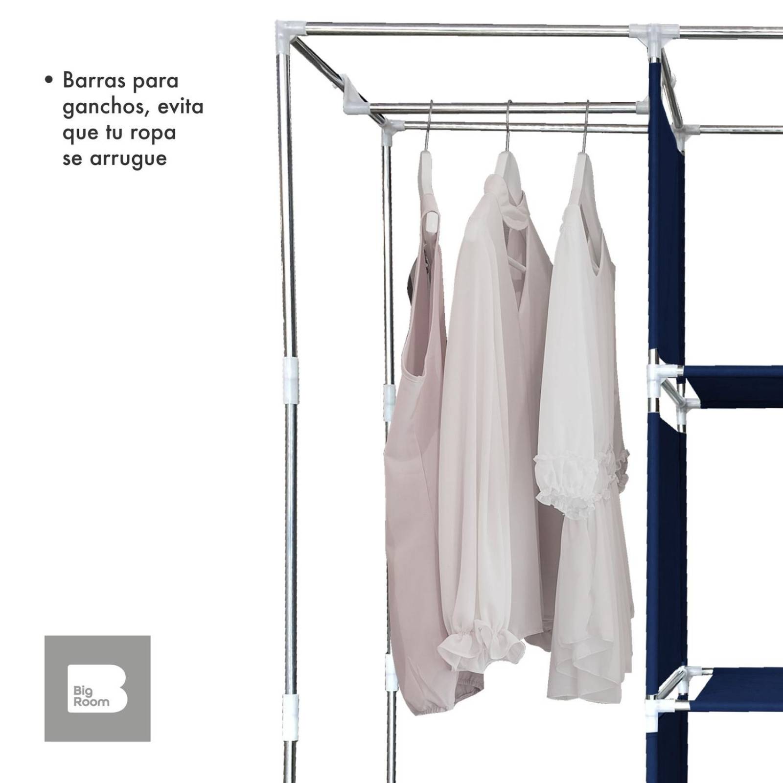 Closet Ropero Armable 3 Puertas Organizador Portátil Azul UNITALLA