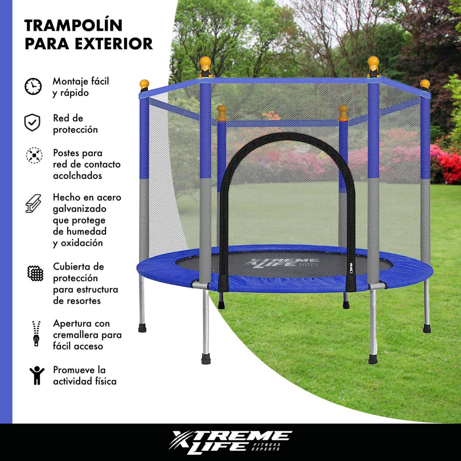 Trampolín Para Niños Brinconlin 1.40 Metros Red Seguridad Azul Grande