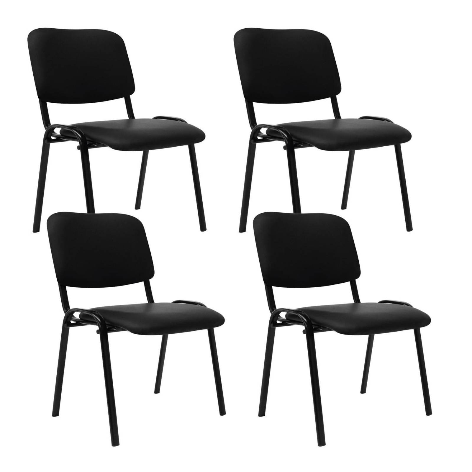 Lote 4 Sillas Escritorio Sala de Espera Tapizada Vinipiel Negro G