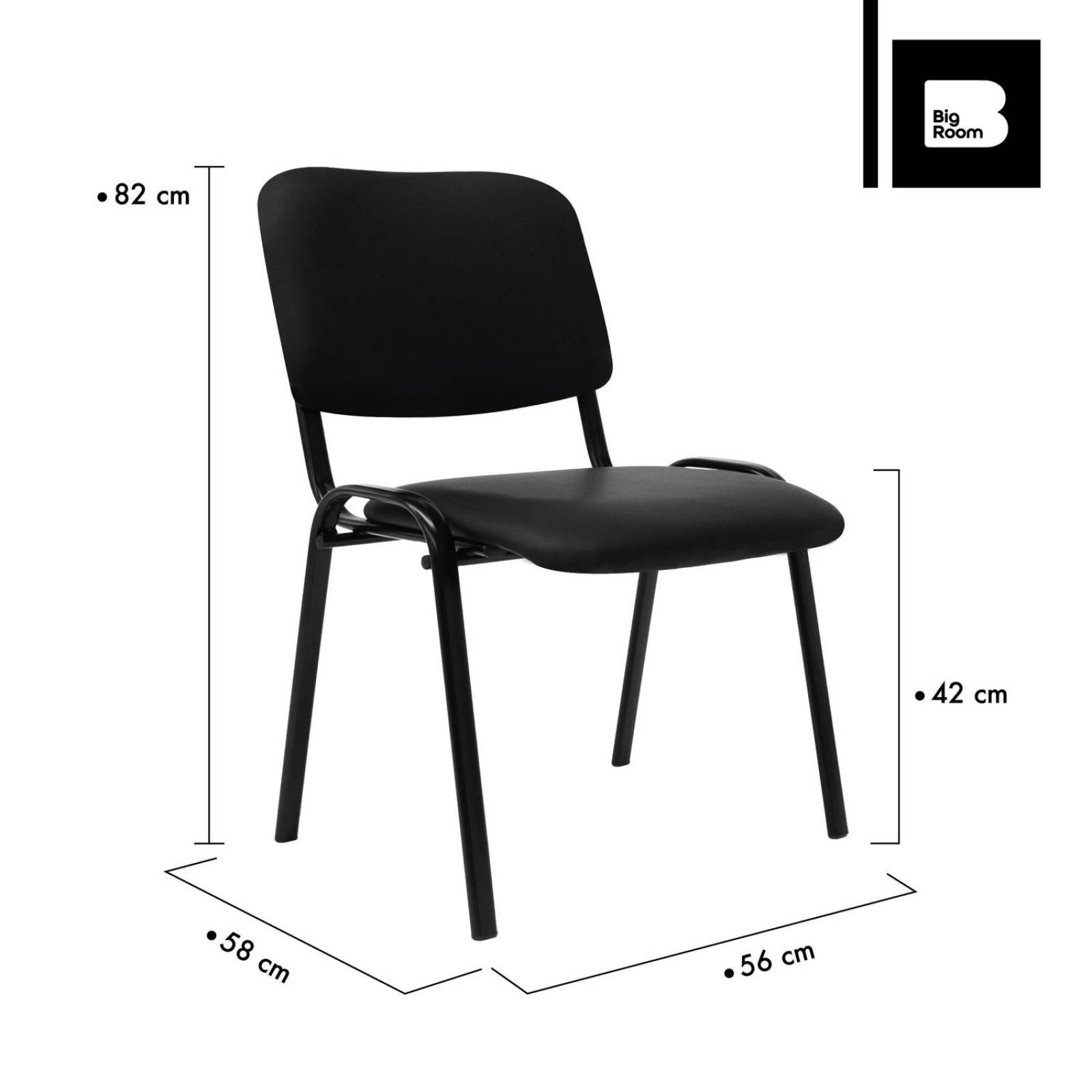 Silla Escritorio Visita Consultorio Sala de Espera Vinipiel Negro G