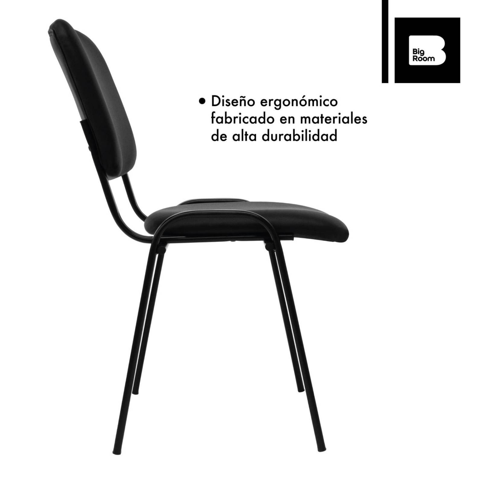 Silla Escritorio Visita Consultorio Sala de Espera Vinipiel Negro G