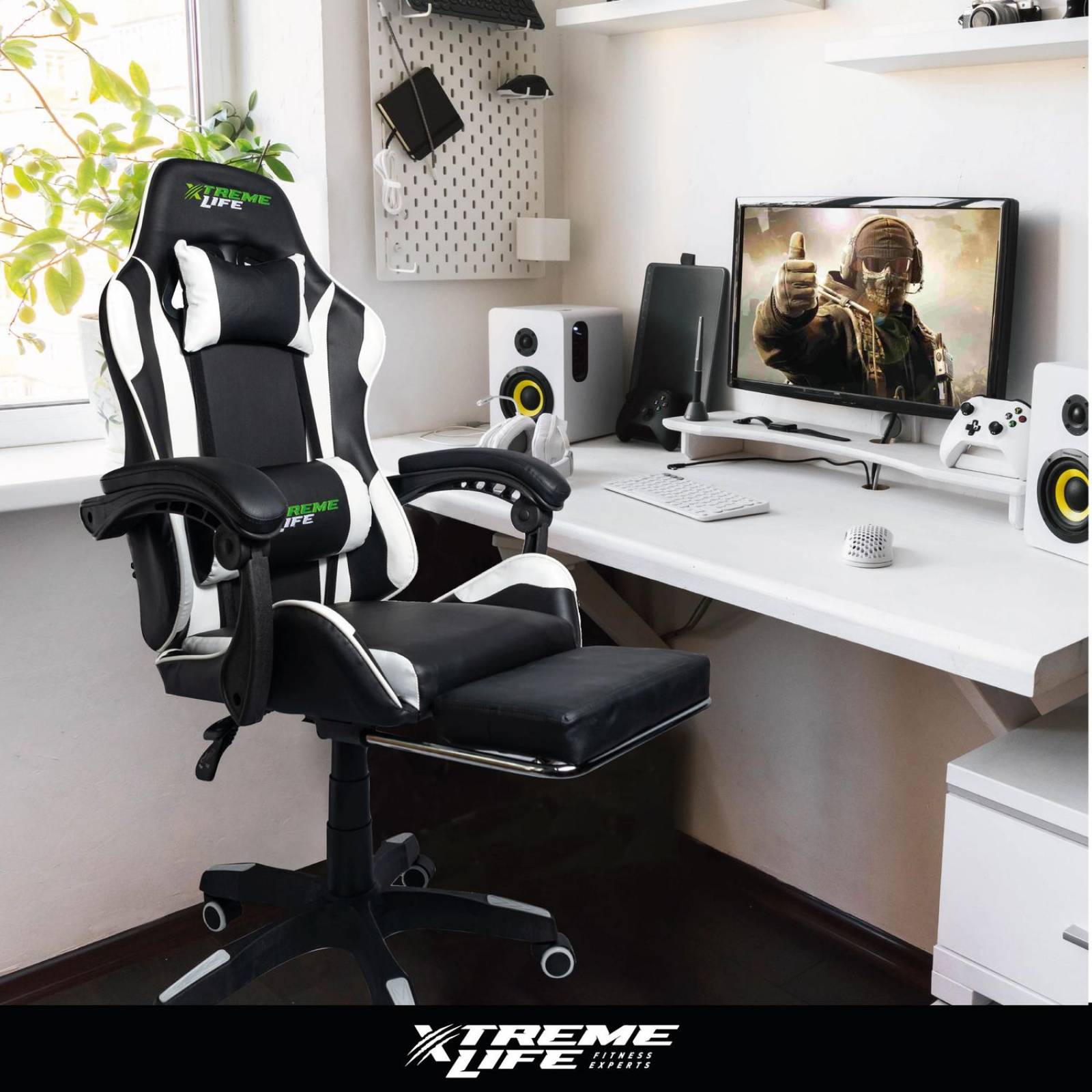 Silla Gamer Reclinable Ergonomica Silla de Oficina Blanco UNITALLA