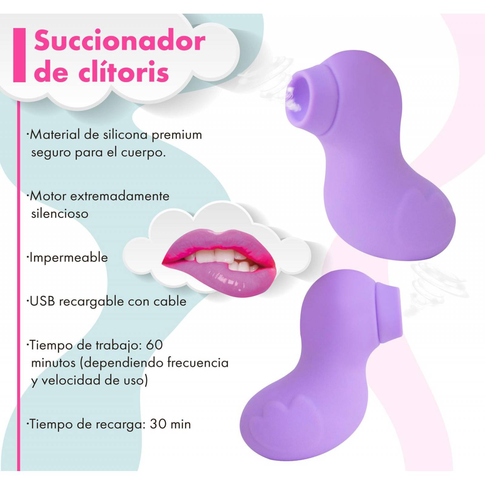Succionador Mujer Masajeador Clitorialoral Sucking Vibrating CH Purpura