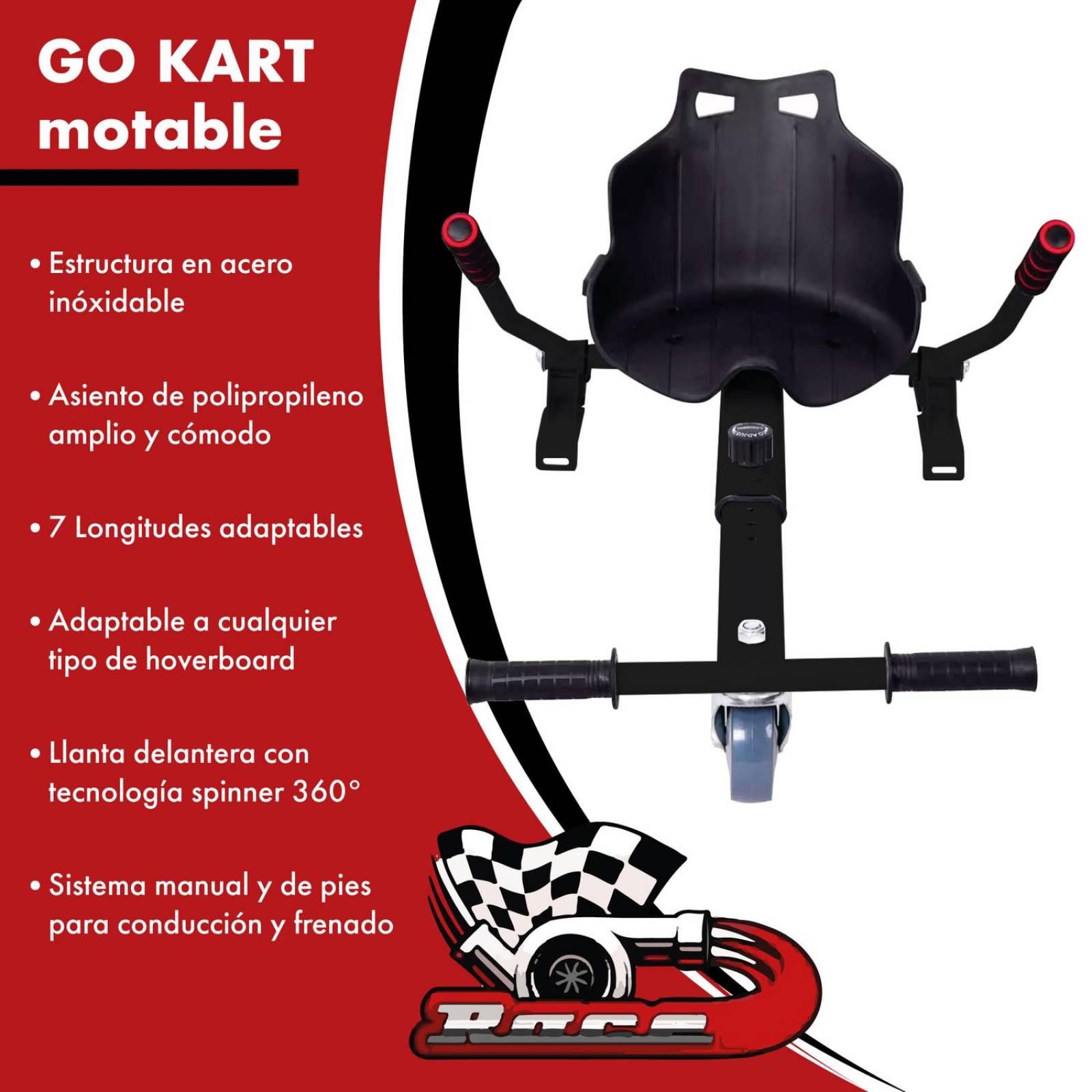 Adaptador de Hoverboard a Go Kart Accesorio para Buggy Negro