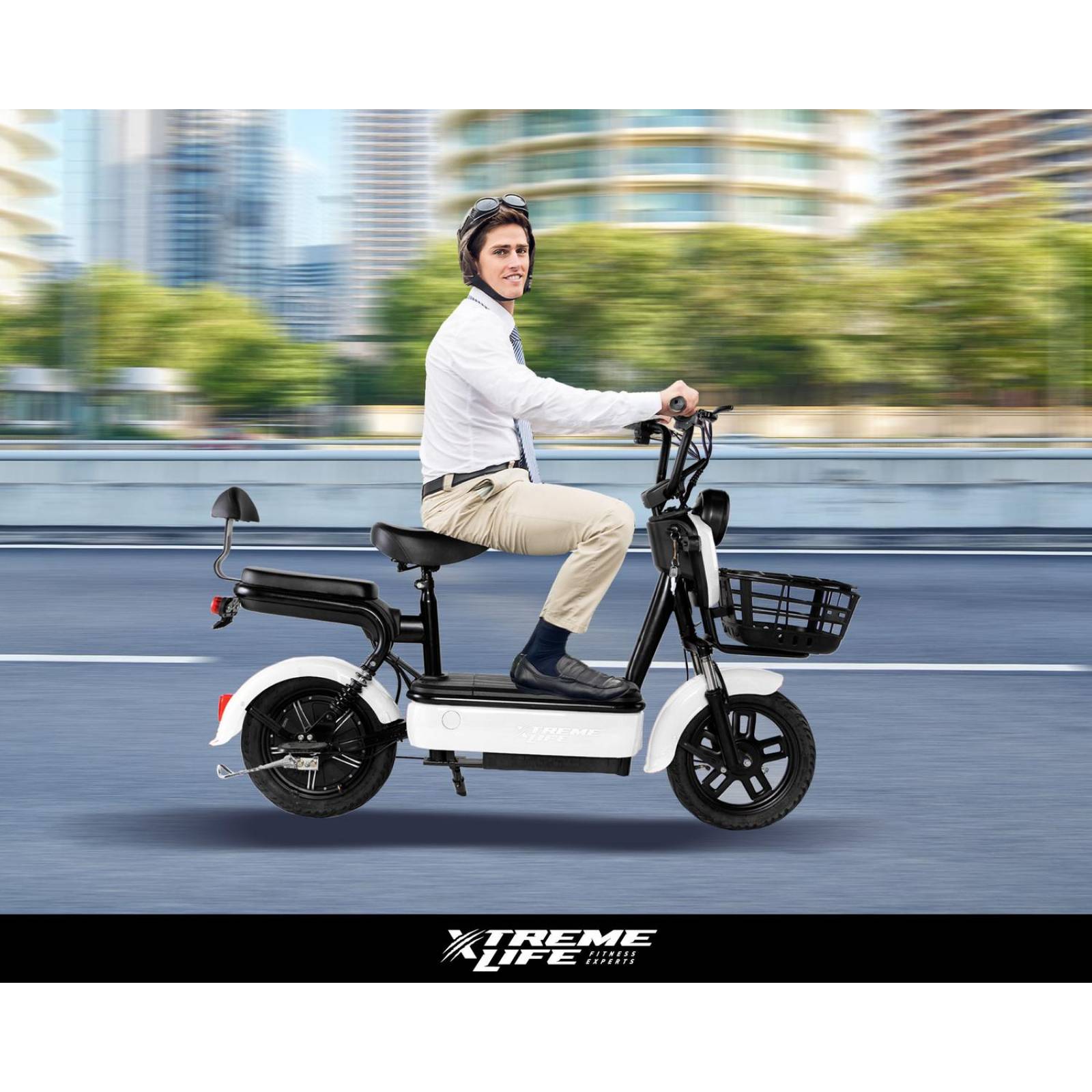 Bicicleta Electrica con Motor Recargable Moto Urbana Blanco