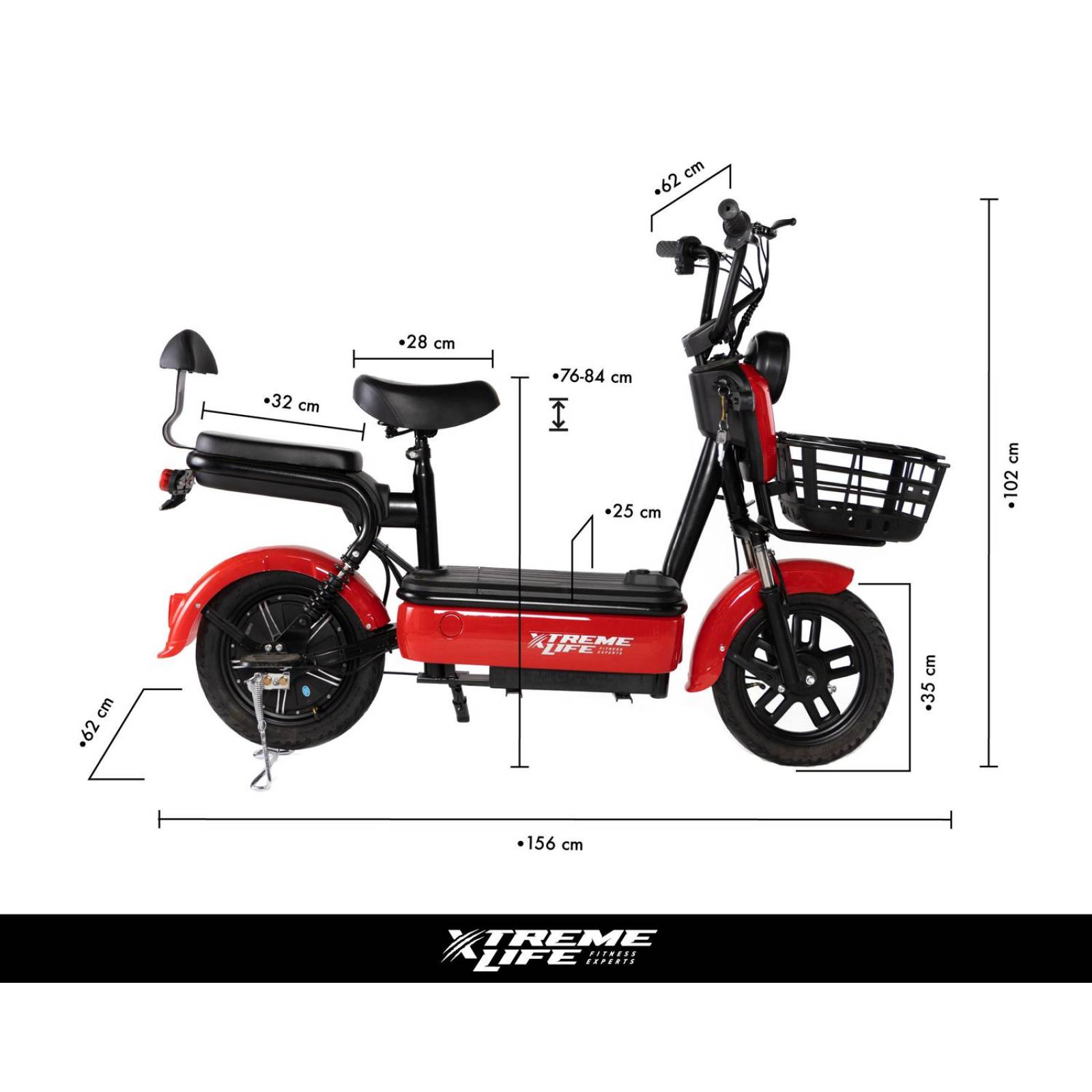 Bicicleta Electrica con Motor Recargable Moto Urbana Rojo