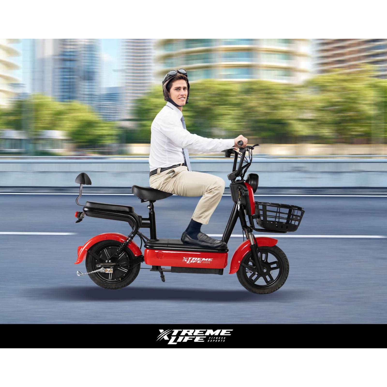 Bicicleta Electrica con Motor Recargable Moto Urbana Rojo