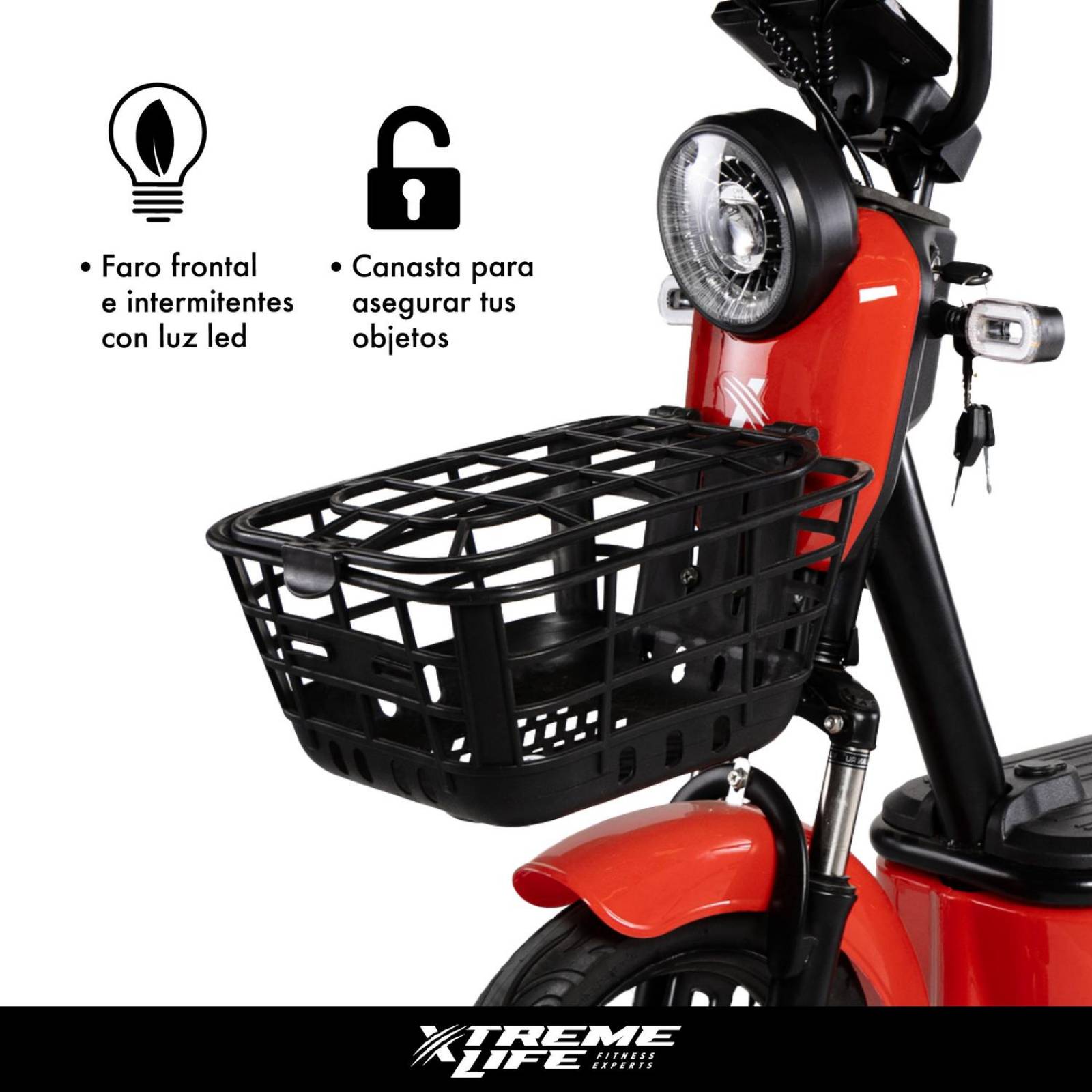 Bicicleta Electrica con Motor Recargable Moto Urbana Rojo