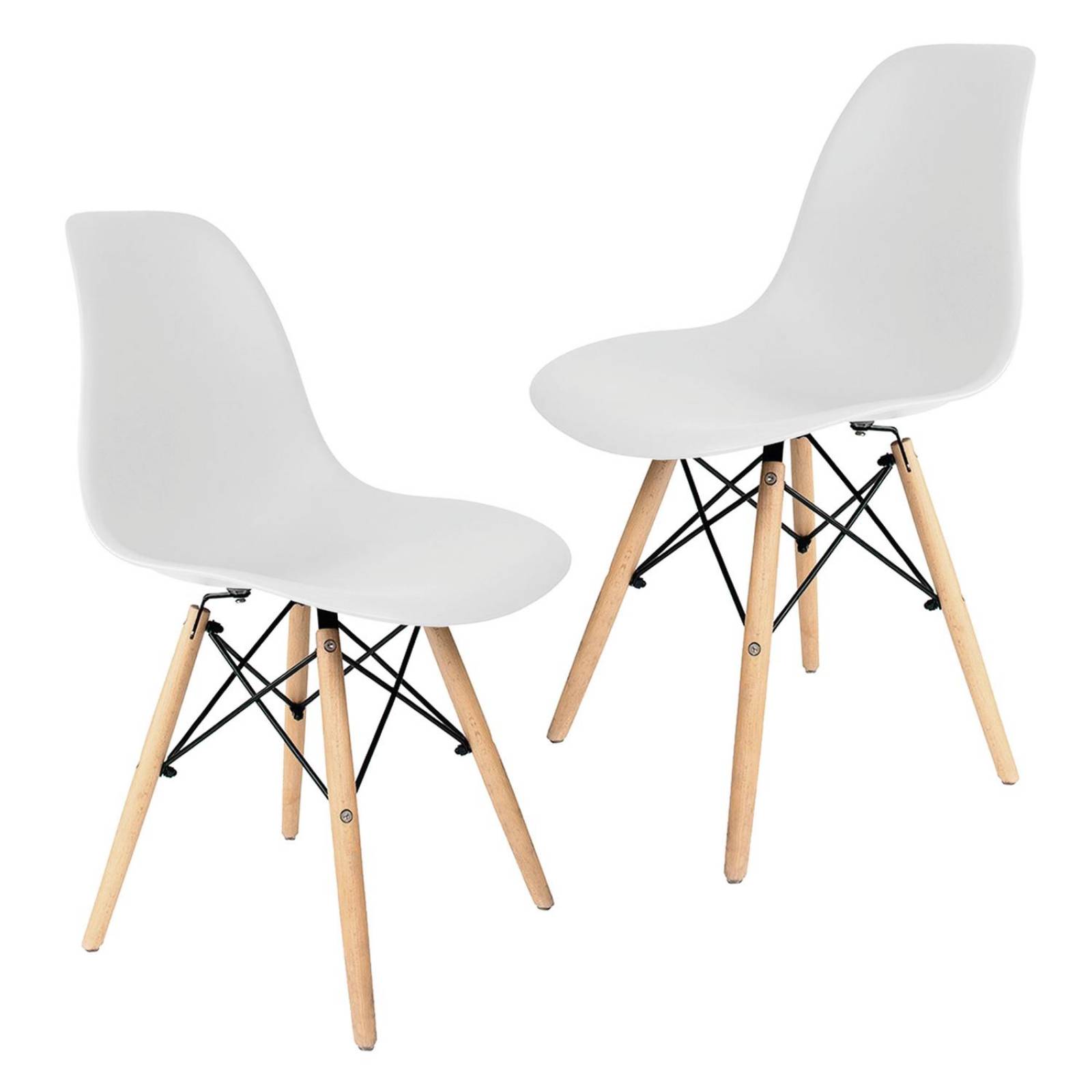 Set 2 Sillas Eames Modernas Estructura Silla Oficina Blanco