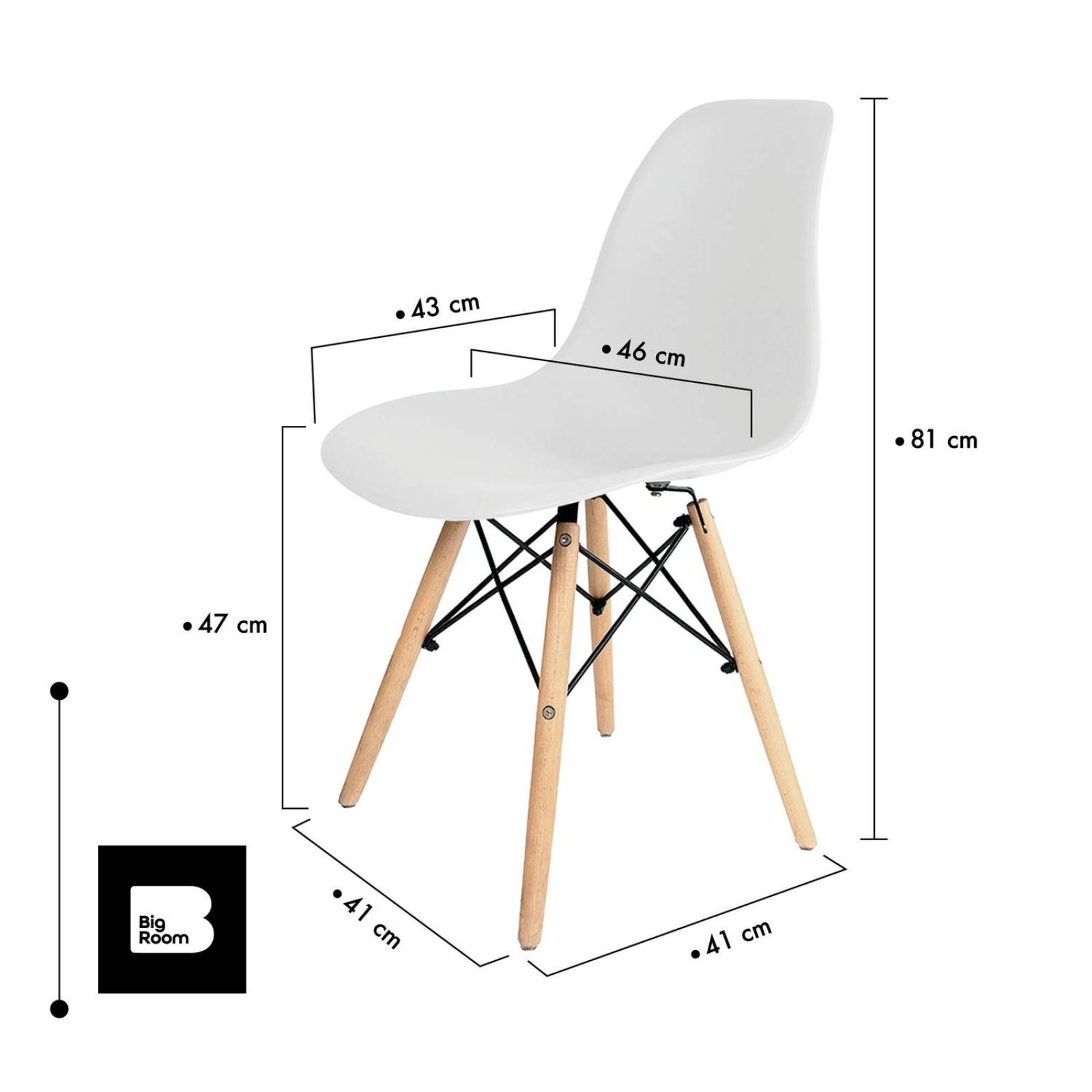 Set 2 Sillas Eames Modernas Estructura Silla Oficina Blanco