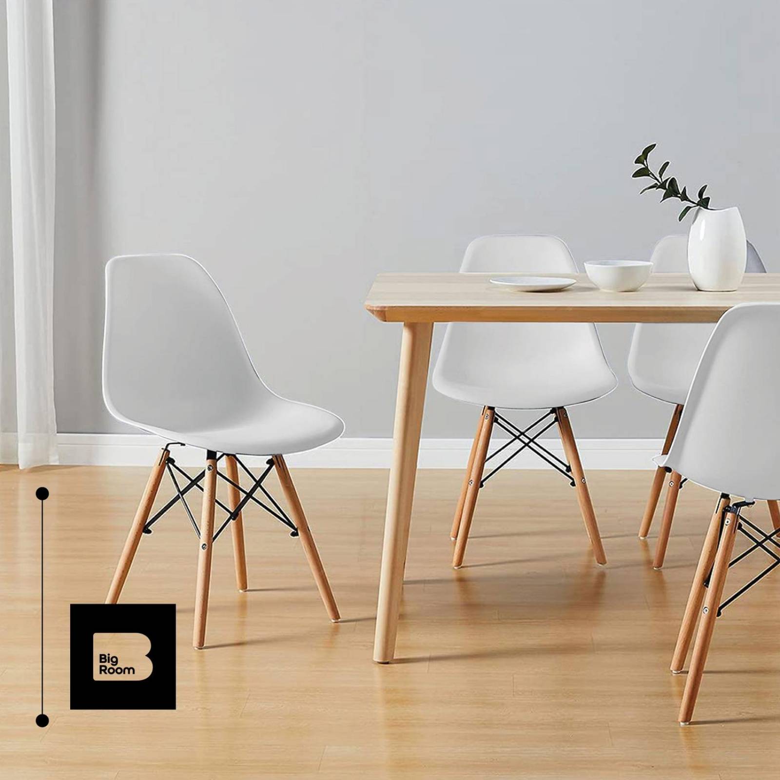 Set 2 Sillas Eames Modernas Estructura Silla Oficina Blanco