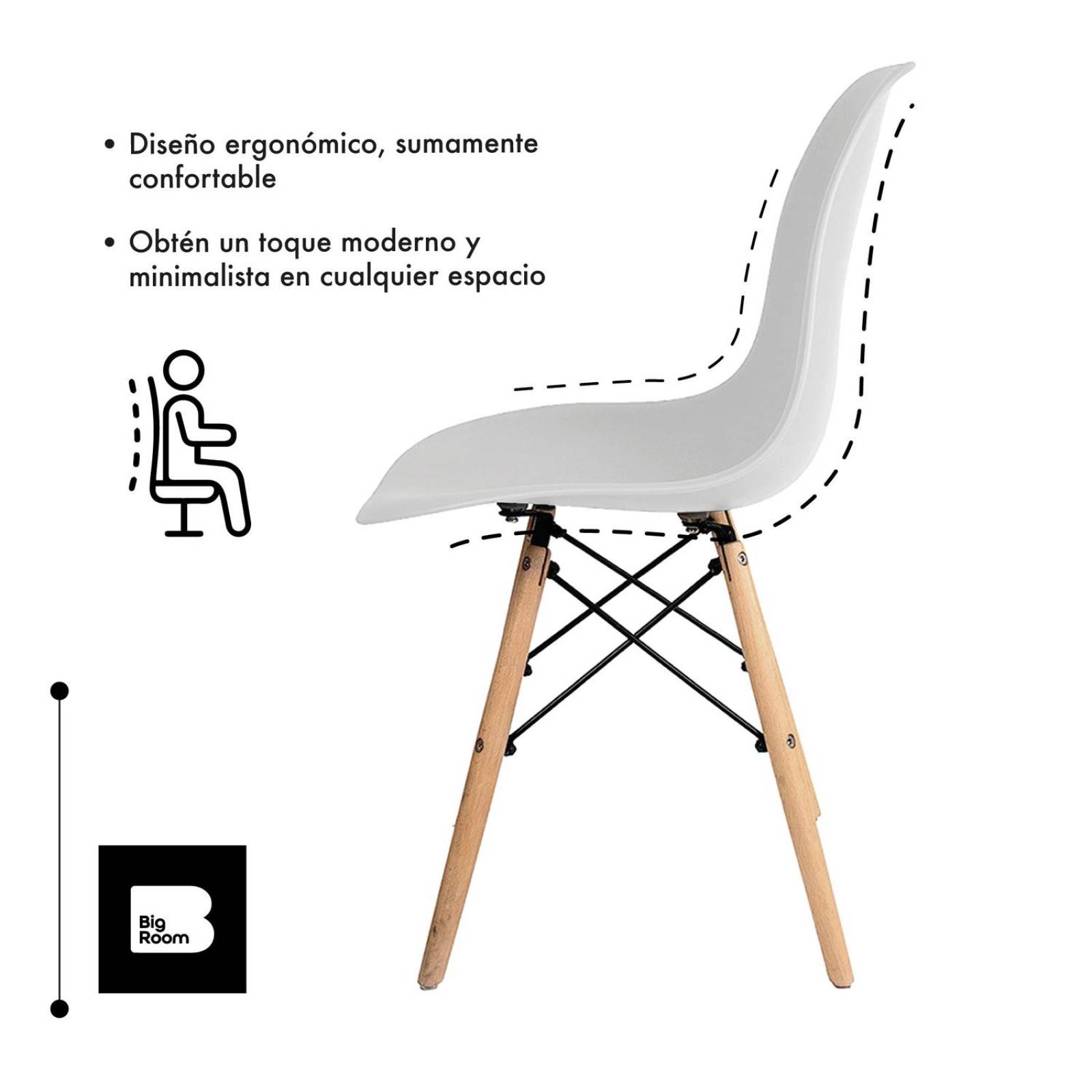 Set 2 Sillas Eames Modernas Estructura Silla Oficina Blanco