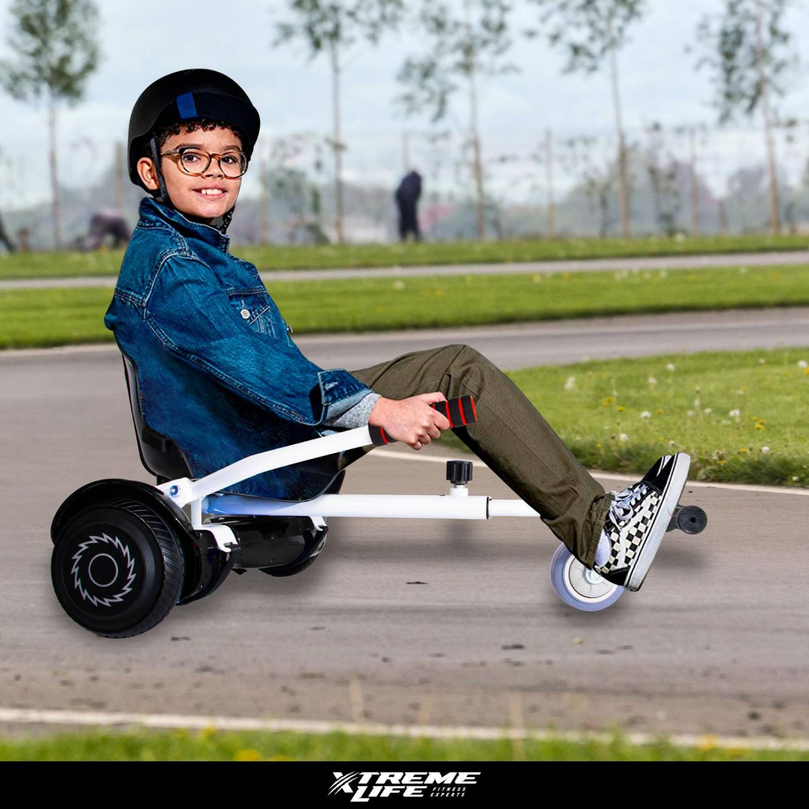 Patineta Electrica Hoverbord + Kart Bocina Bluetooth Led Blanco G