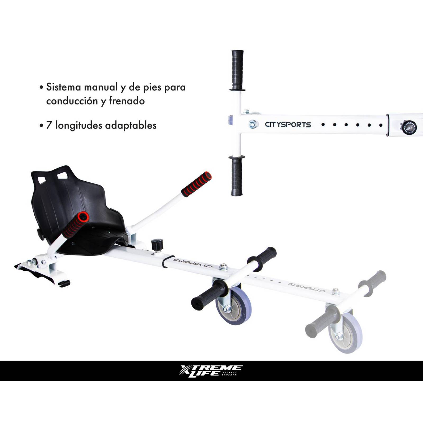 Patineta Electrica Hoverbord + Kart Bocina Bluetooth Led Blanco G
