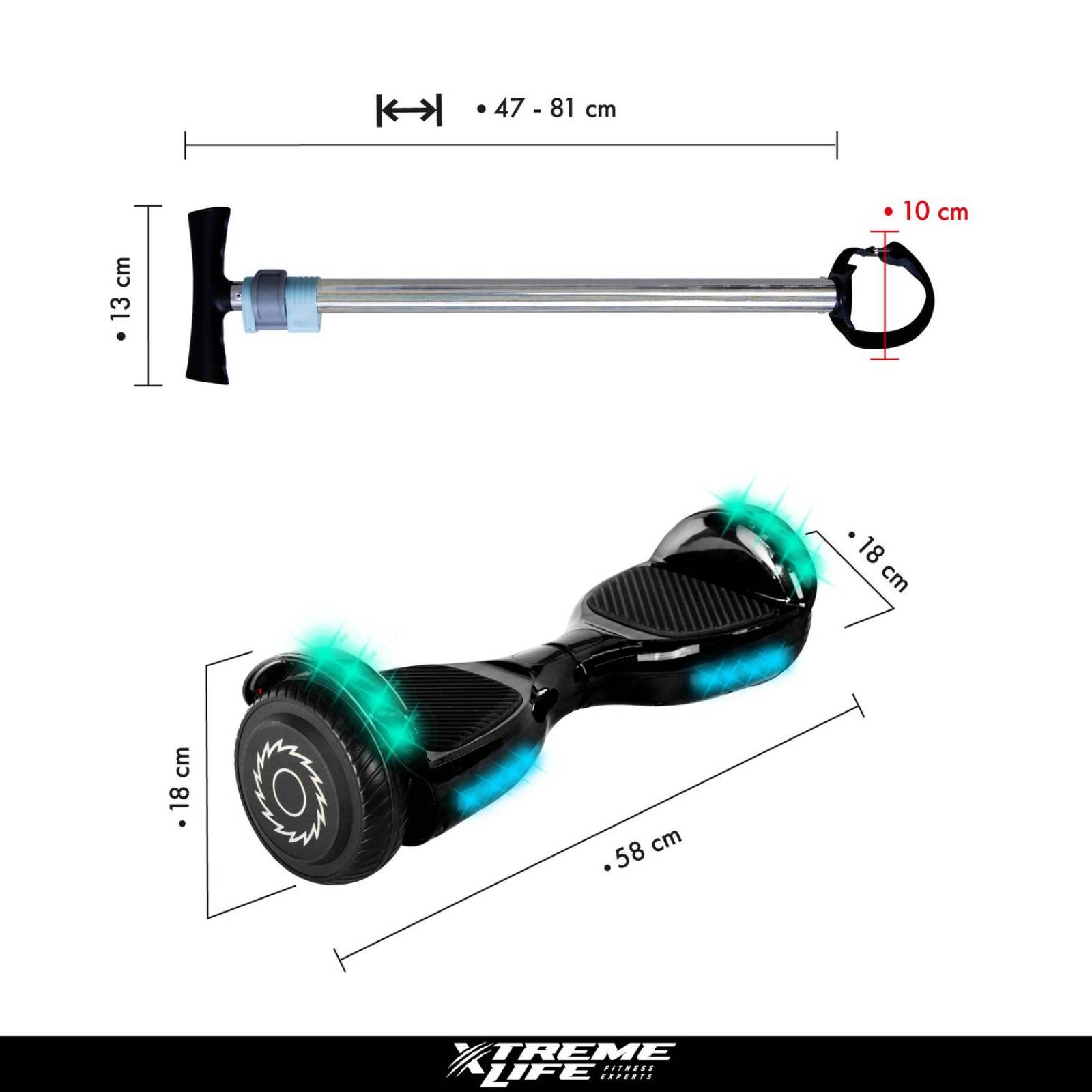 Patineta Electrica Hoverbord + Mango de Control Scooter Negro