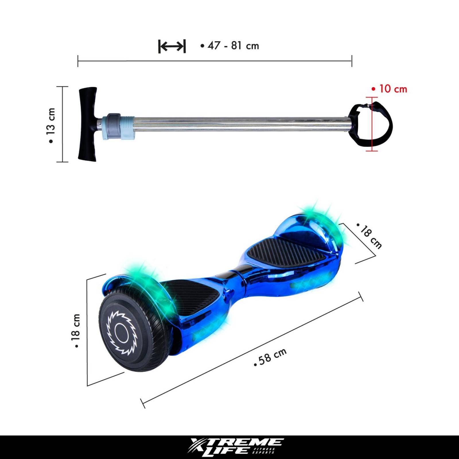 Patineta Electrica Hoverbord + Mango de Control Scooter Azul