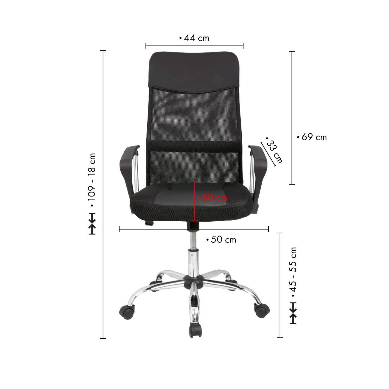 Silla Sillon De Oficina Ejecutivo Cromado Giratorio Negro