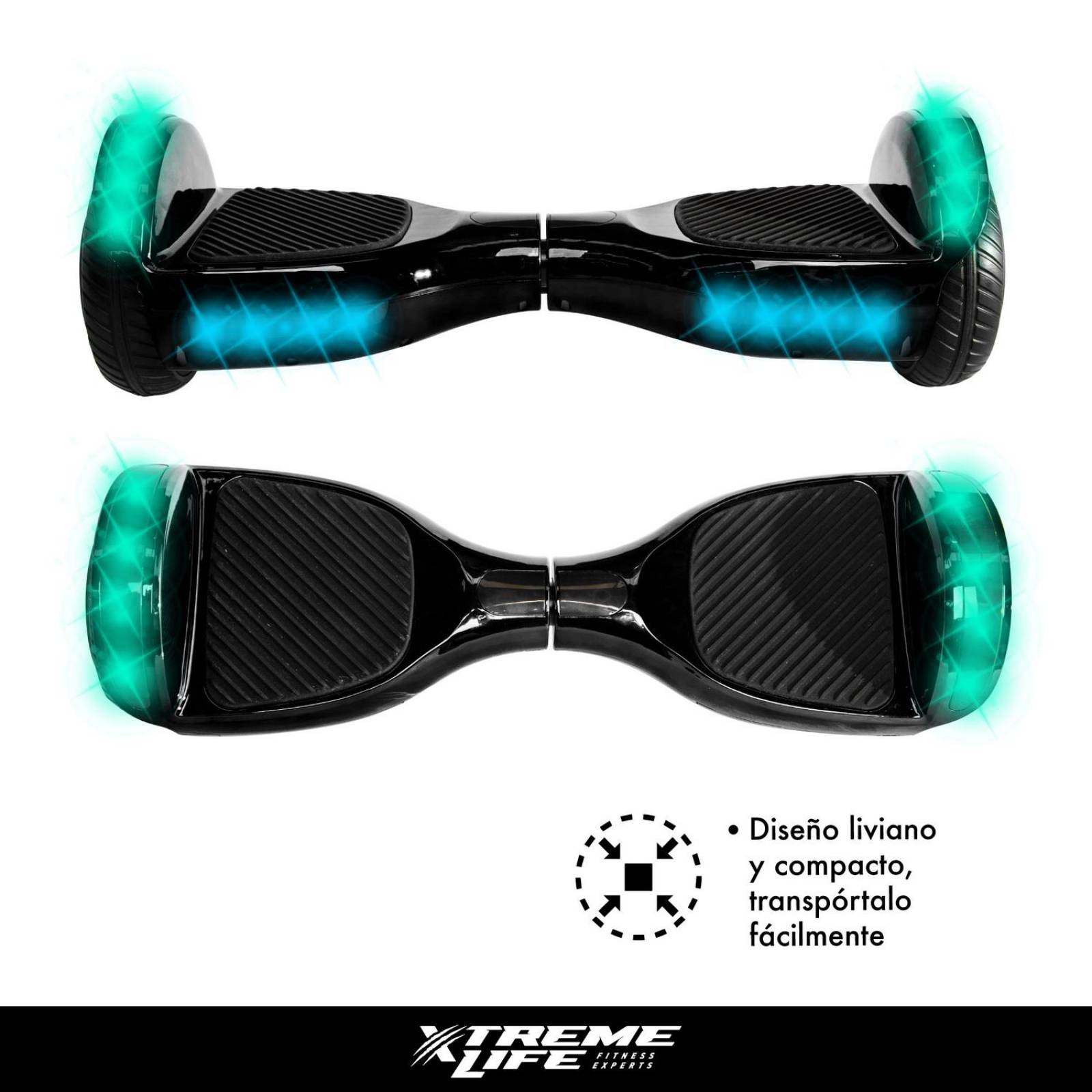 Patineta Electrica Hoverboard Luz Led Bluetooth Bocina Negro G