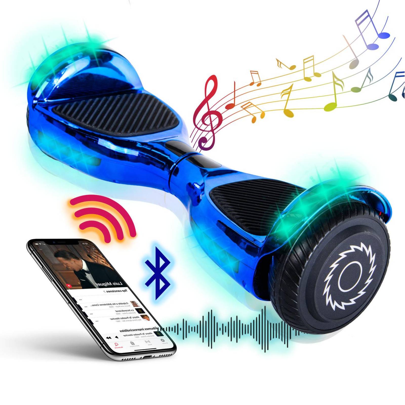 Patineta Electrica Hoverboard Luz Led Bluetooth Bocina Azul G
