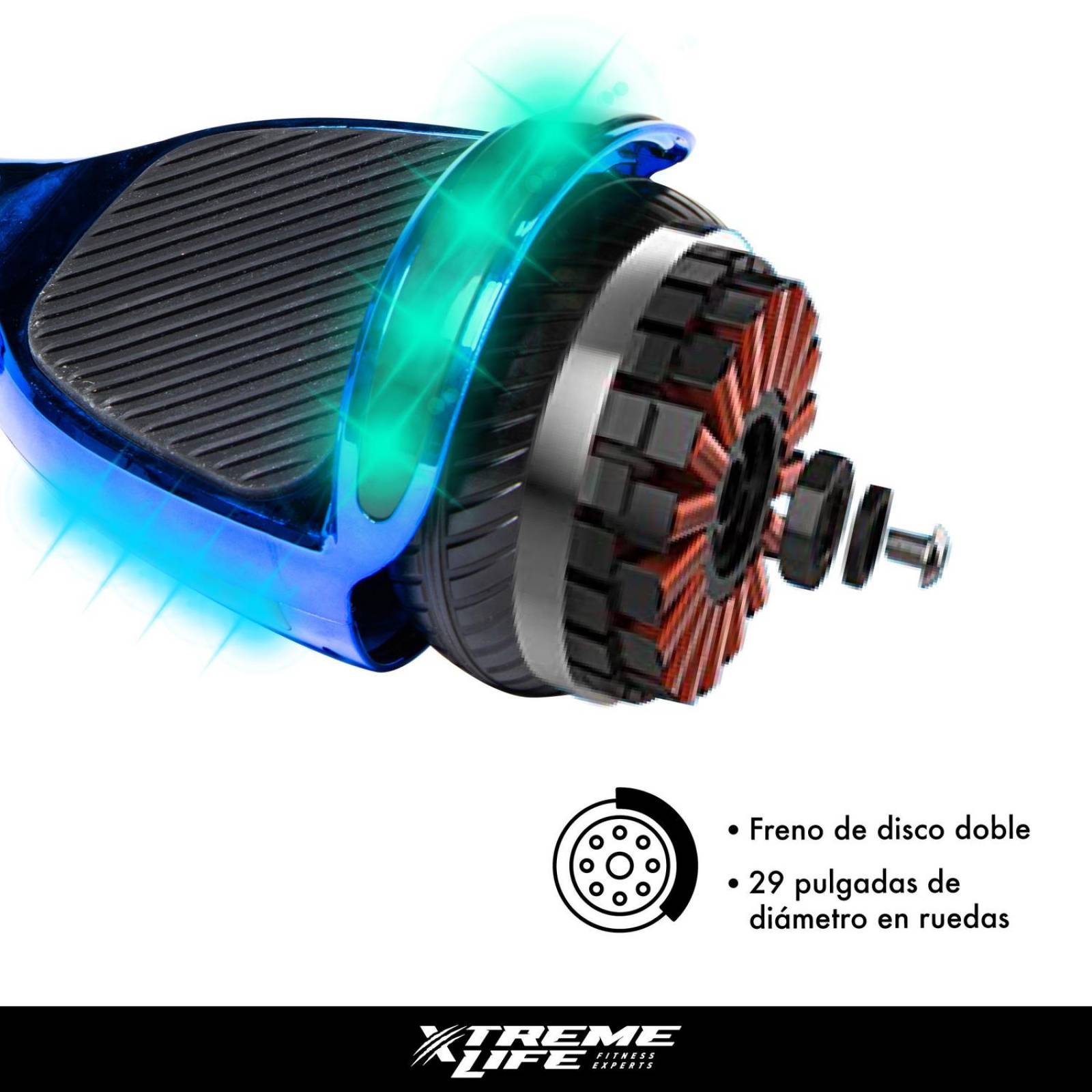 Patineta Electrica Hoverboard Luz Led Bluetooth Bocina Azul G