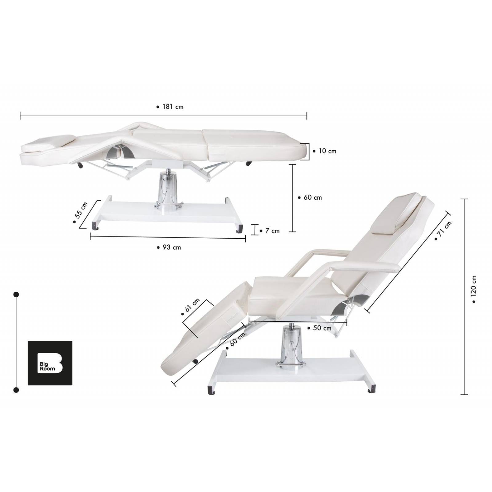 Camilla Cama Hidraulica de Masajes Faciales Pestañas Blanco UNITALLA