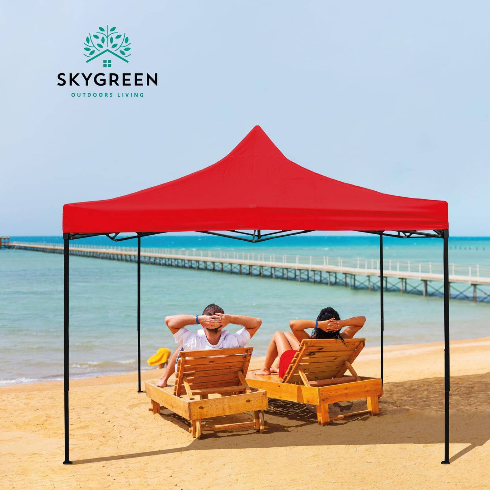 Toldo Carpa 3x3 Reforzado Plegable Jardin Techo Impermeable Rojo