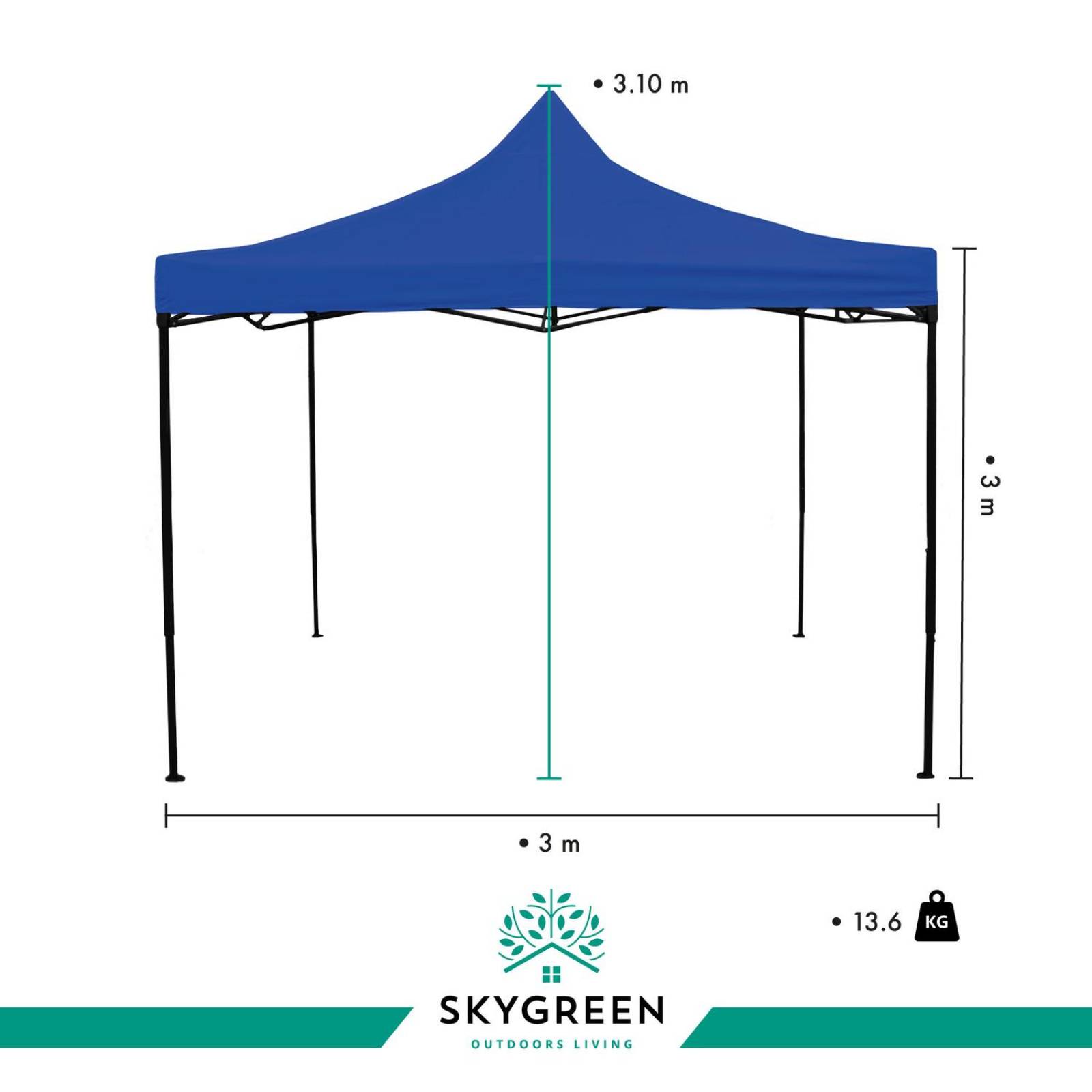 Toldo Carpa 3x3 Reforzado Plegable Jardin Techo Impermeable Azul