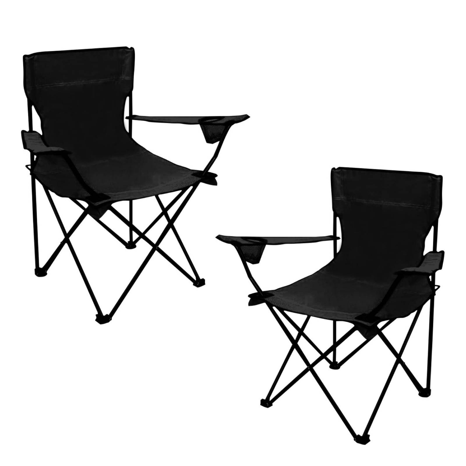 Sillas con Funda Camping Playa Plegables Portatil Set 2 Negro
