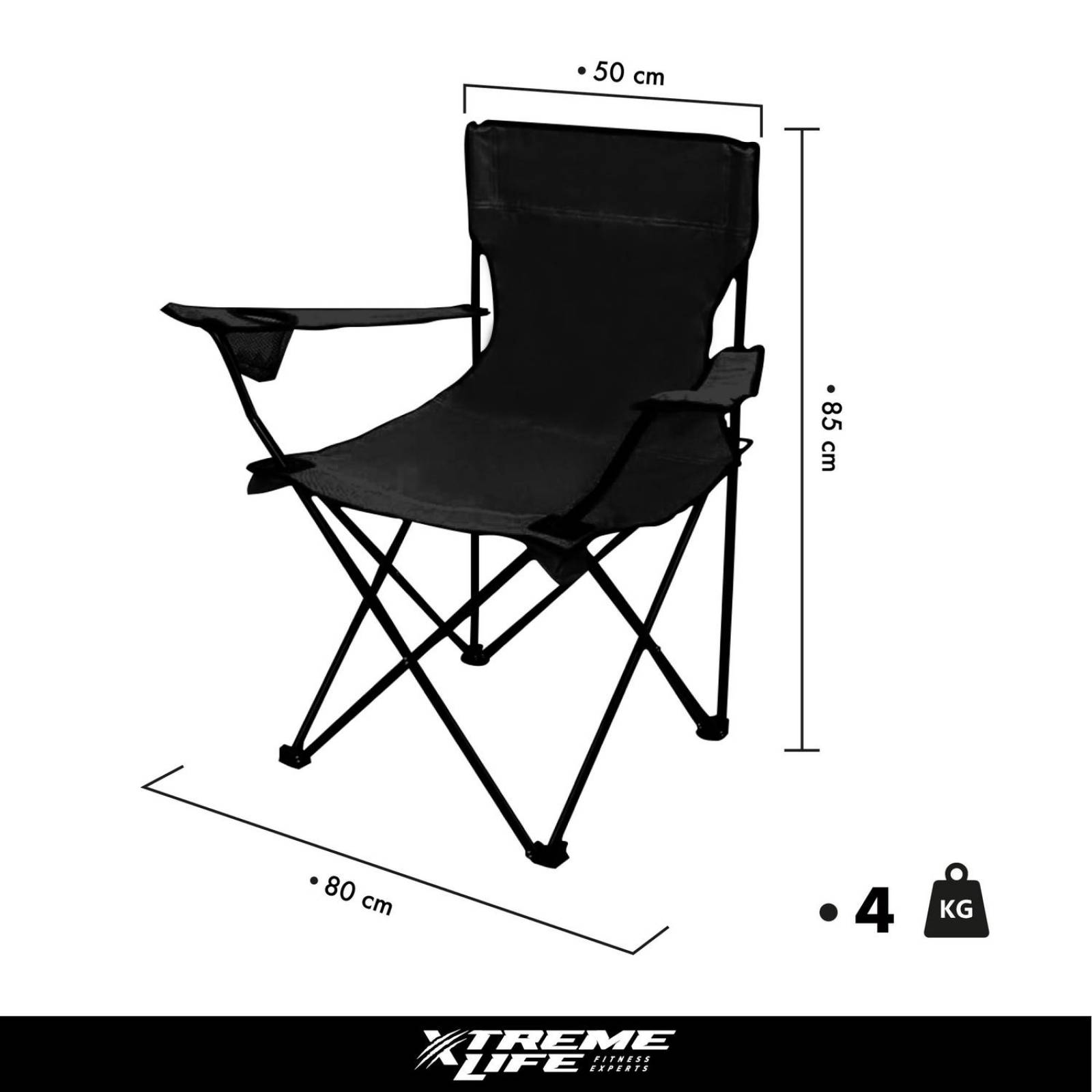 Sillas con Funda Camping Playa Plegables Portatil Set 2 Negro